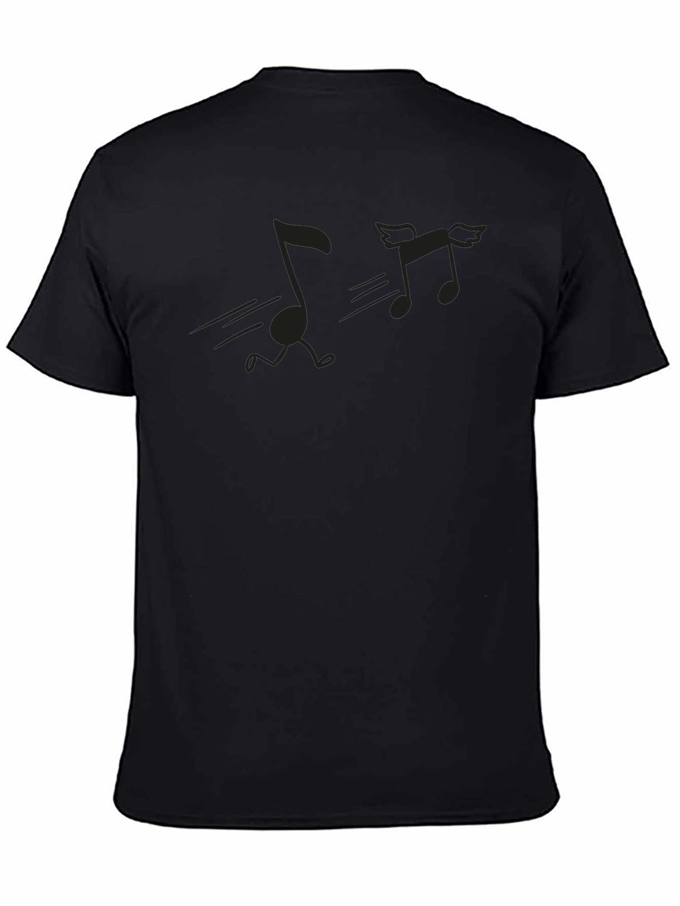 Musical Notes Graphic Tee - Black Crewneck T-Shirt