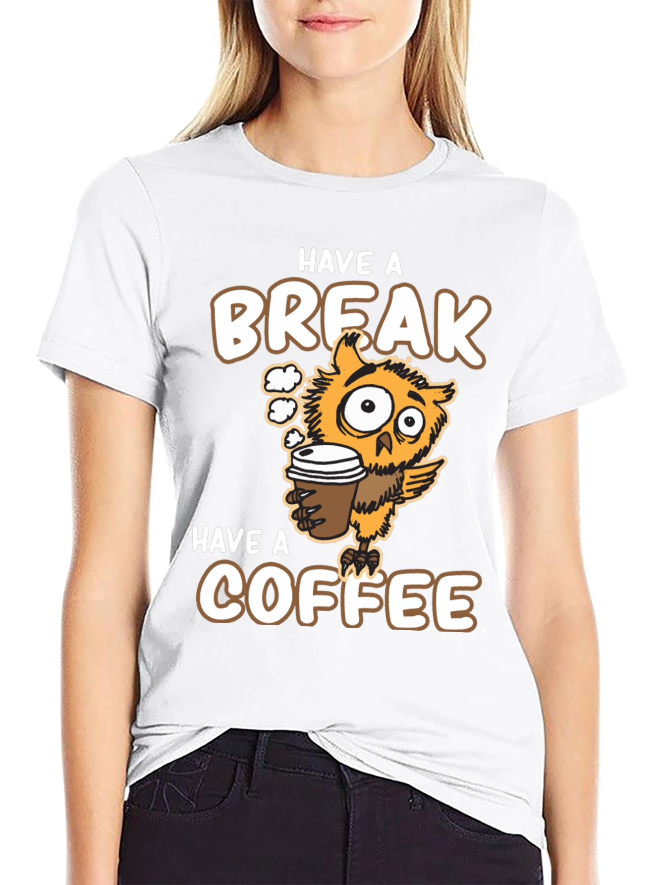 Have a Break Have a Coffee Owl Graphic Tee
