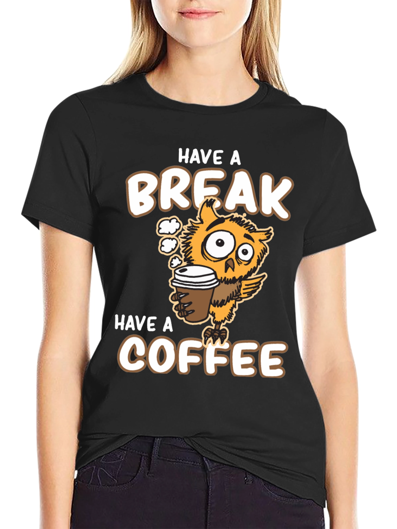 Have a Break Have a Coffee Owl Graphic Tee