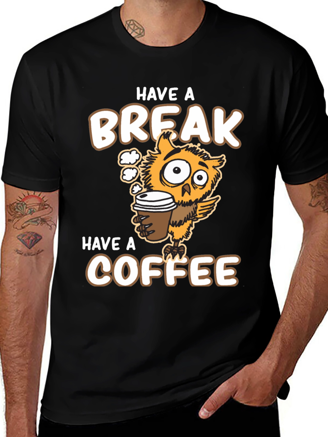 Have a Break Have a Coffee Owl Graphic Tee