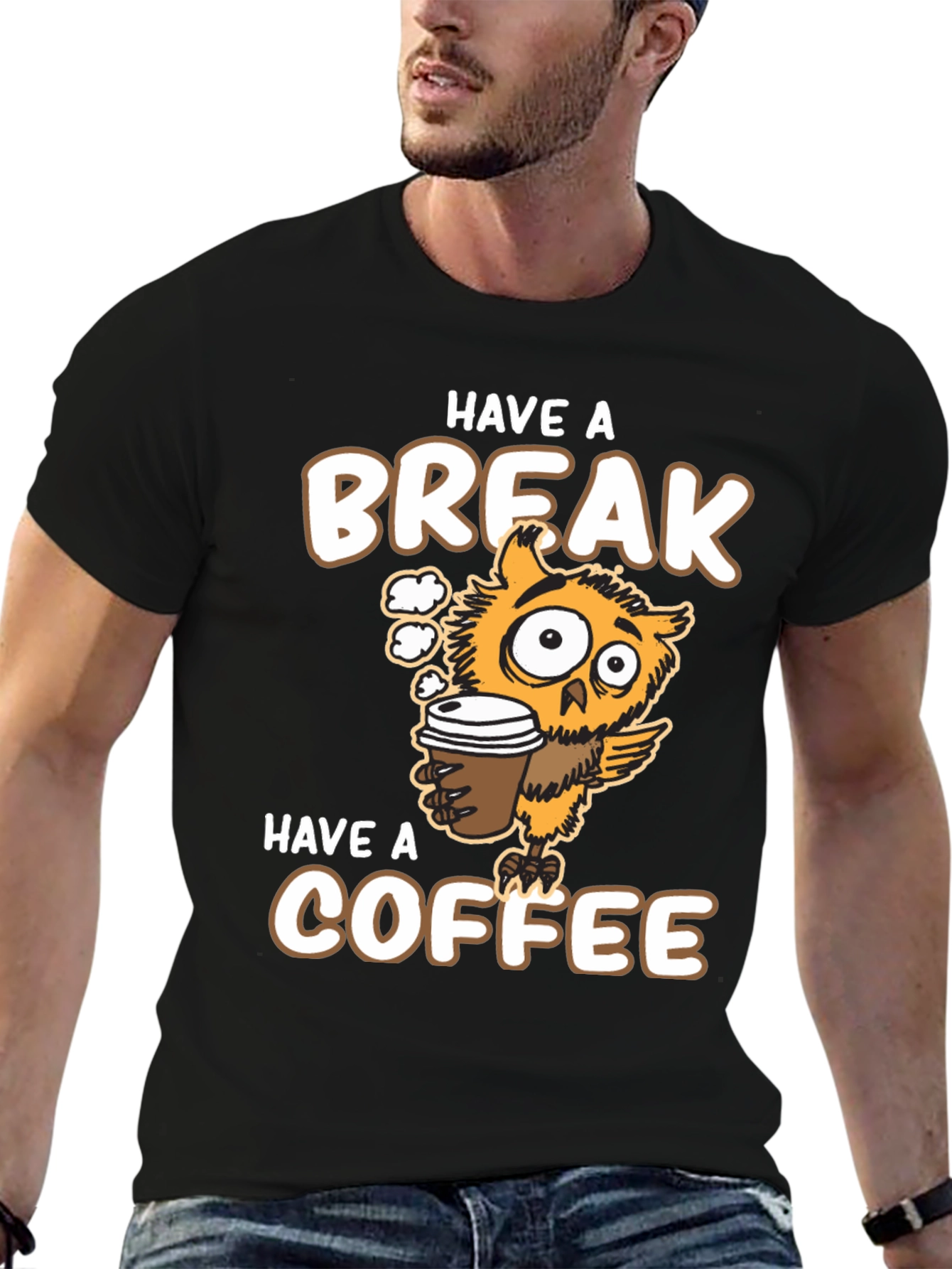 Have a Break Have a Coffee Owl Graphic Tee