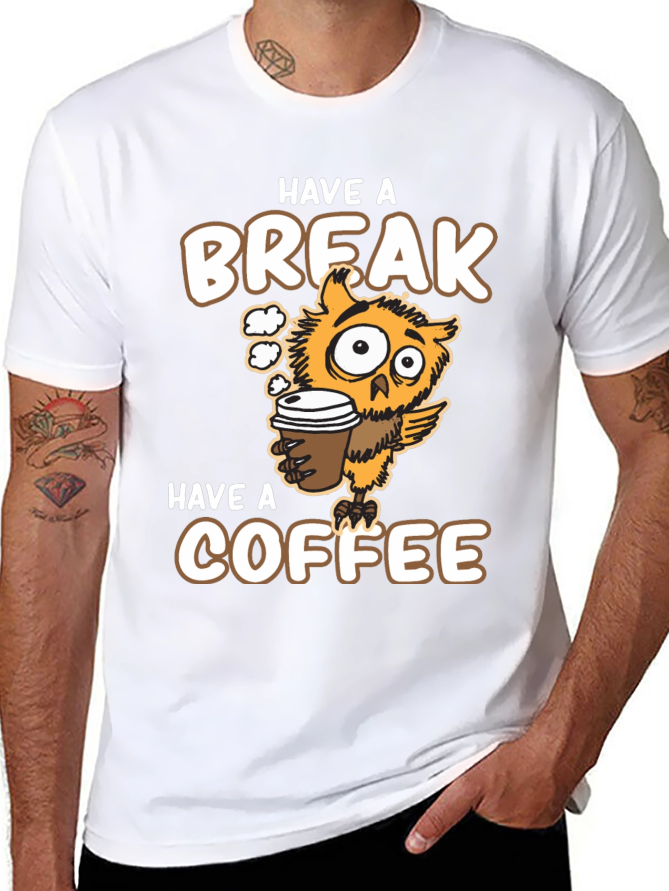 Have a Break Have a Coffee Owl Graphic Tee