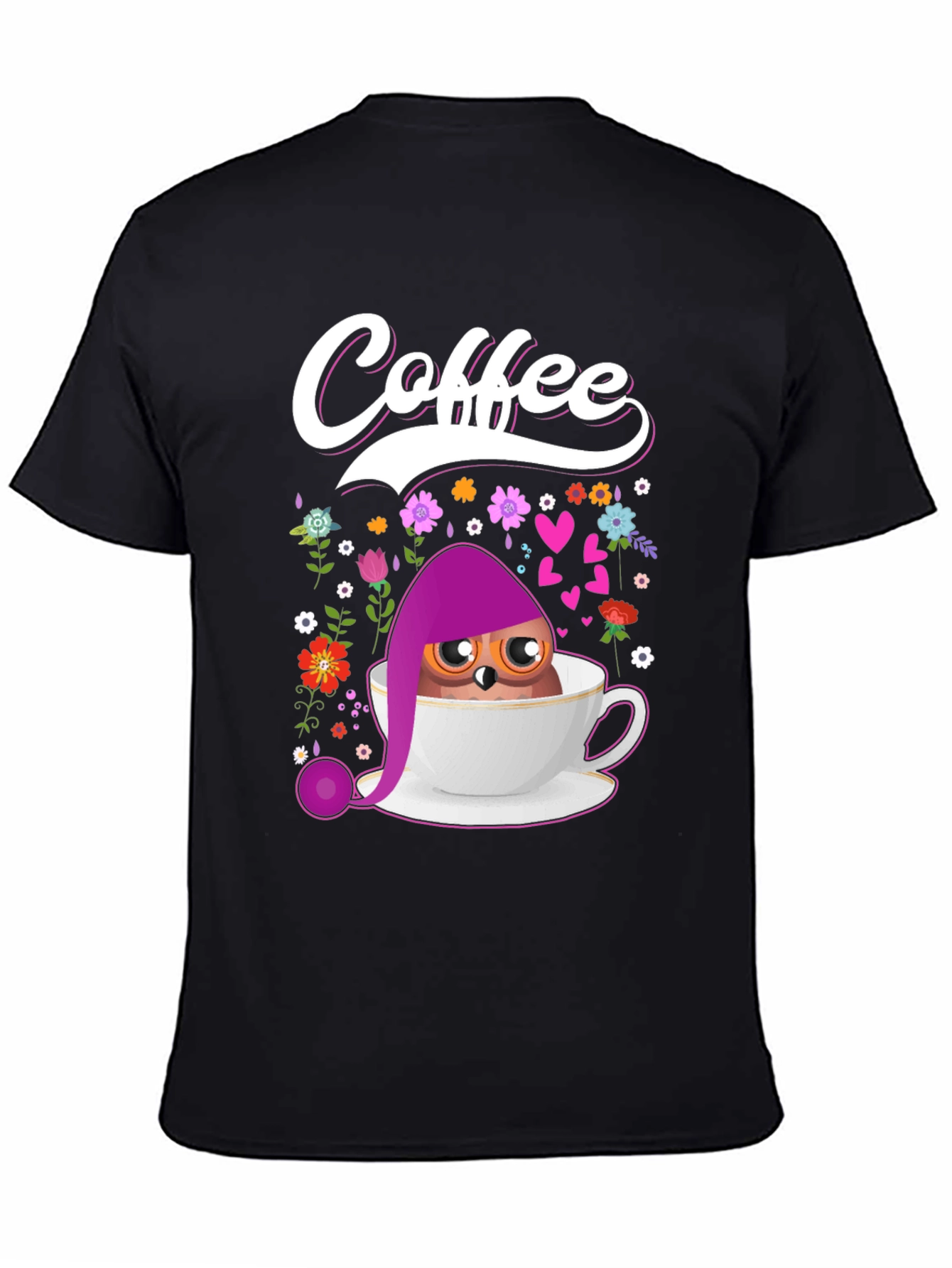 Coffee Owl T-Shirt - Cute Bird Design