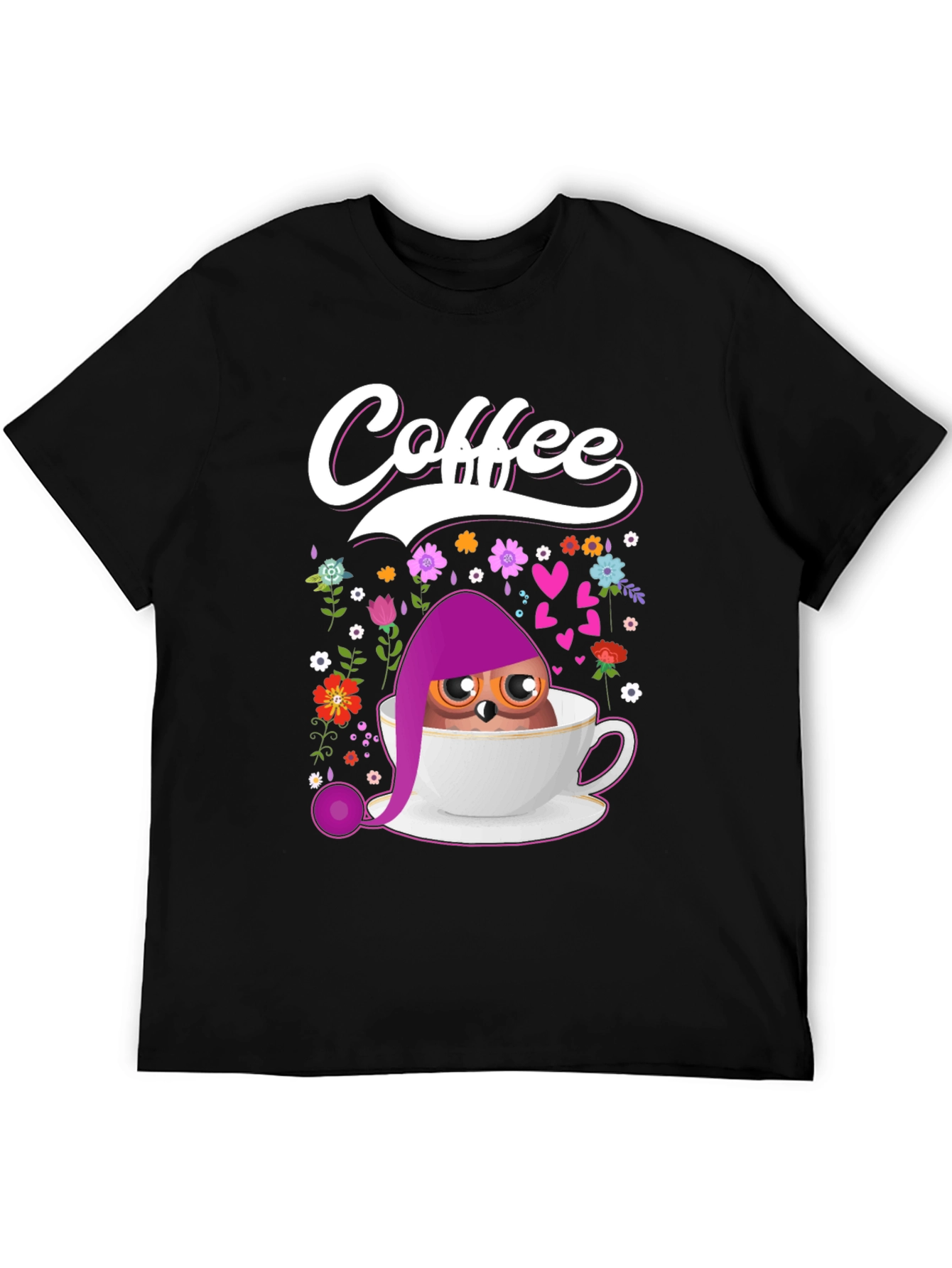 Coffee Owl T-Shirt - Cute Bird Design