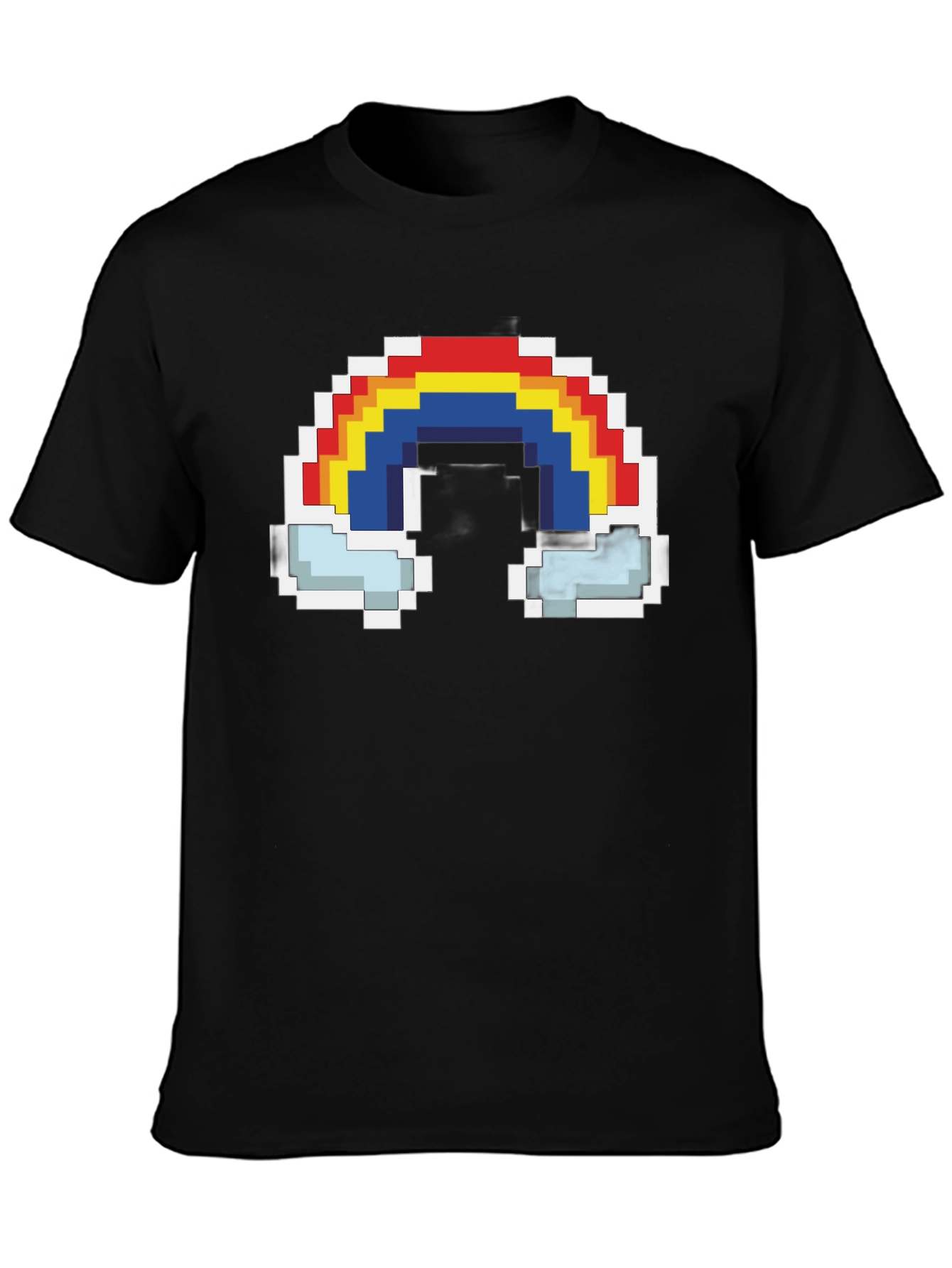 Pixel Rainbow Graphic Tee - Black Cotton T-Shirt