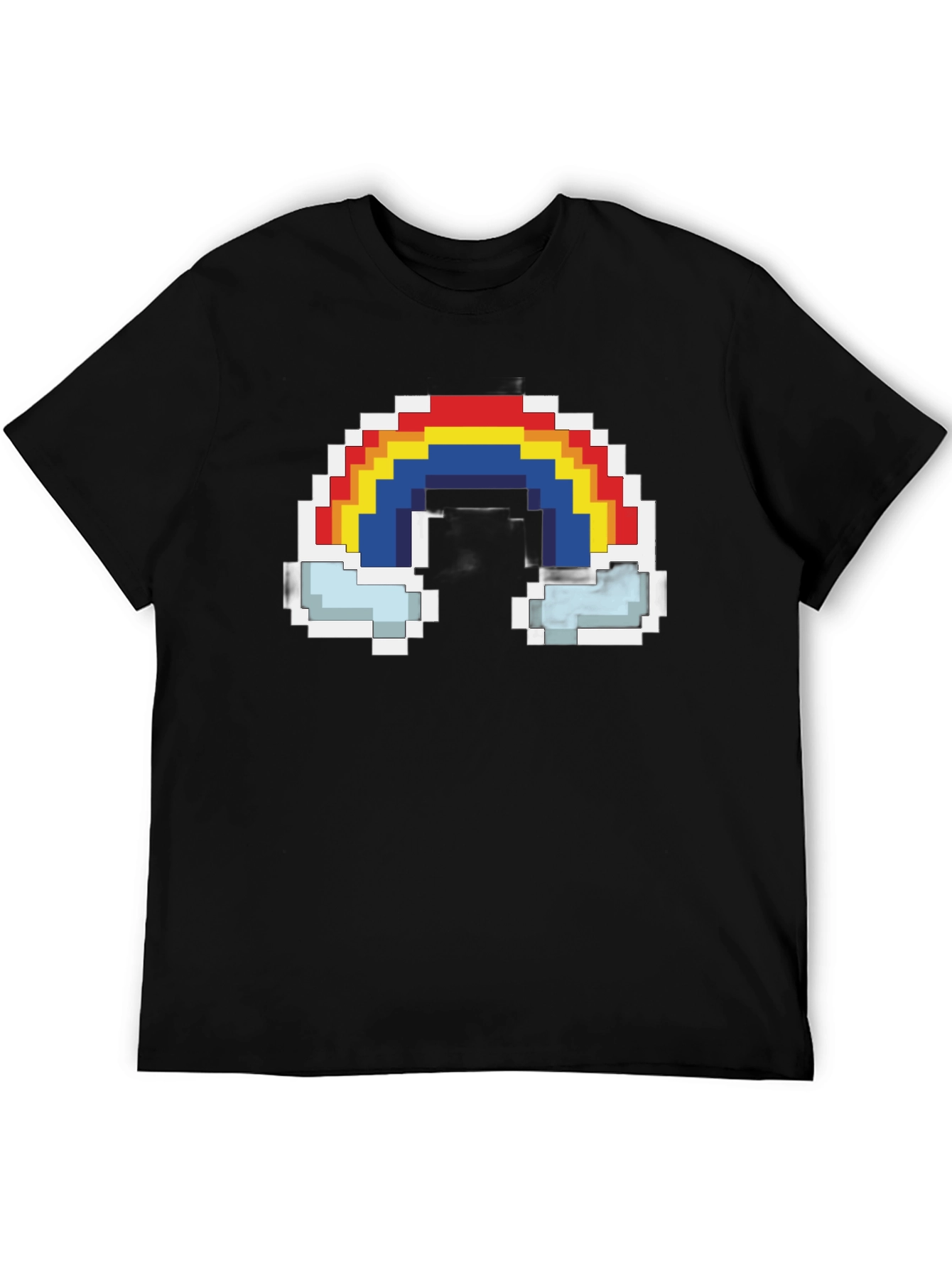 Pixel Rainbow Graphic Tee - Black Cotton T-Shirt