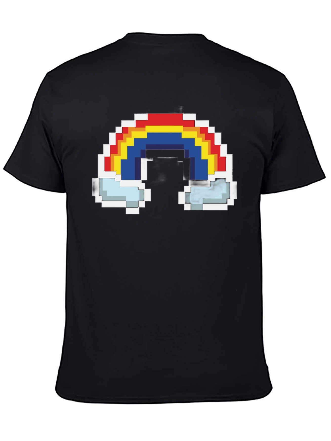 Pixel Rainbow Graphic Tee - Black Cotton T-Shirt