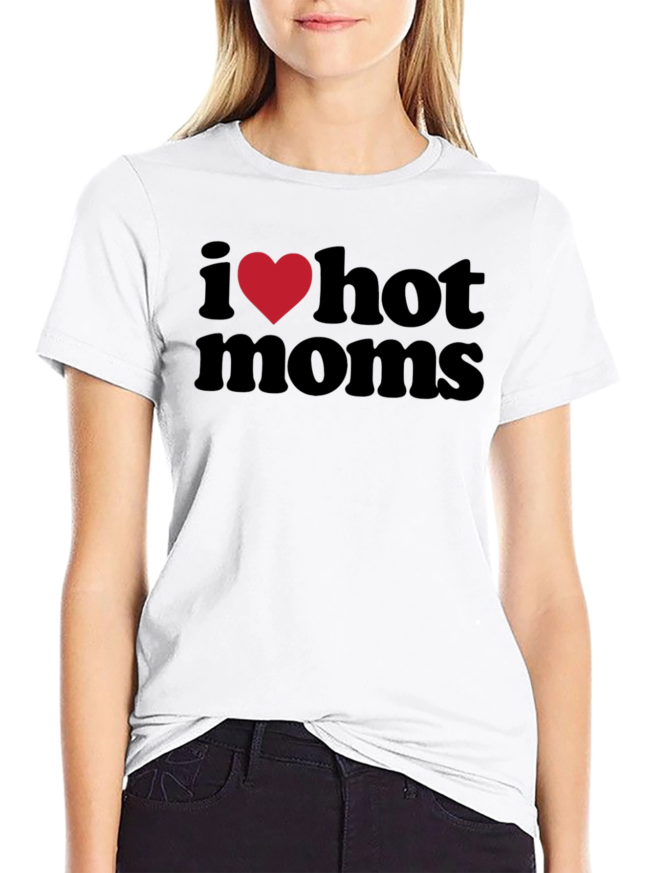 I Heart Hot Moms Black Graphic Tee