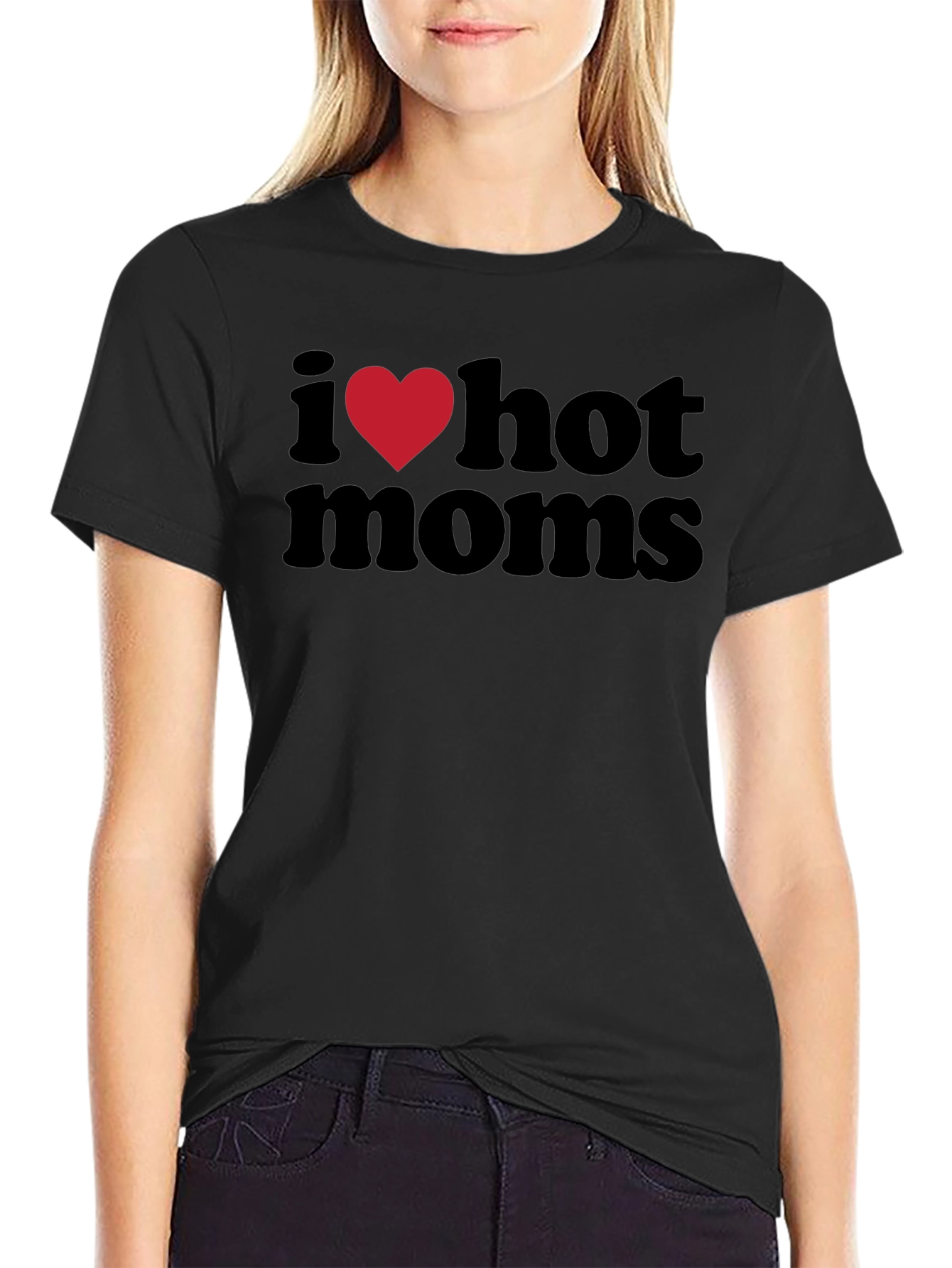 I Heart Hot Moms Black Graphic Tee