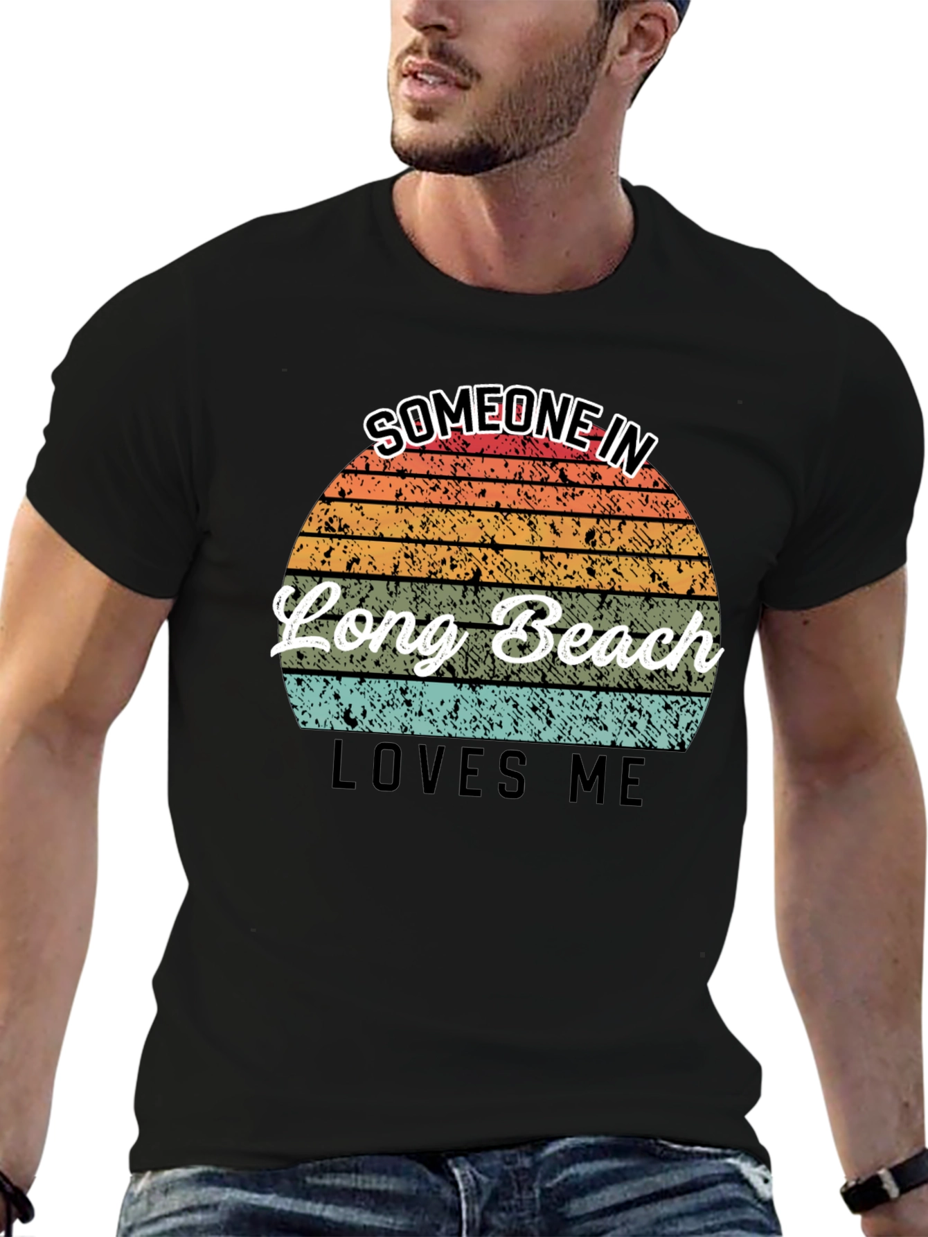 Long Beach Retro Sunset Graphic T-Shirt
