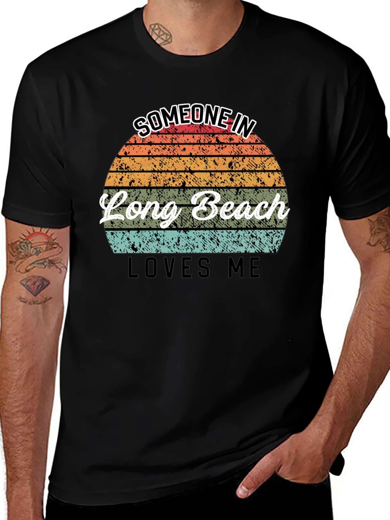 Long Beach Retro Sunset Graphic T-Shirt