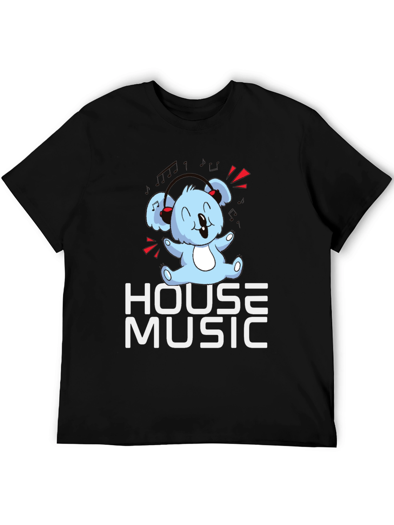 House Music Koala Bear T-Shirt - Black Graphic Tee