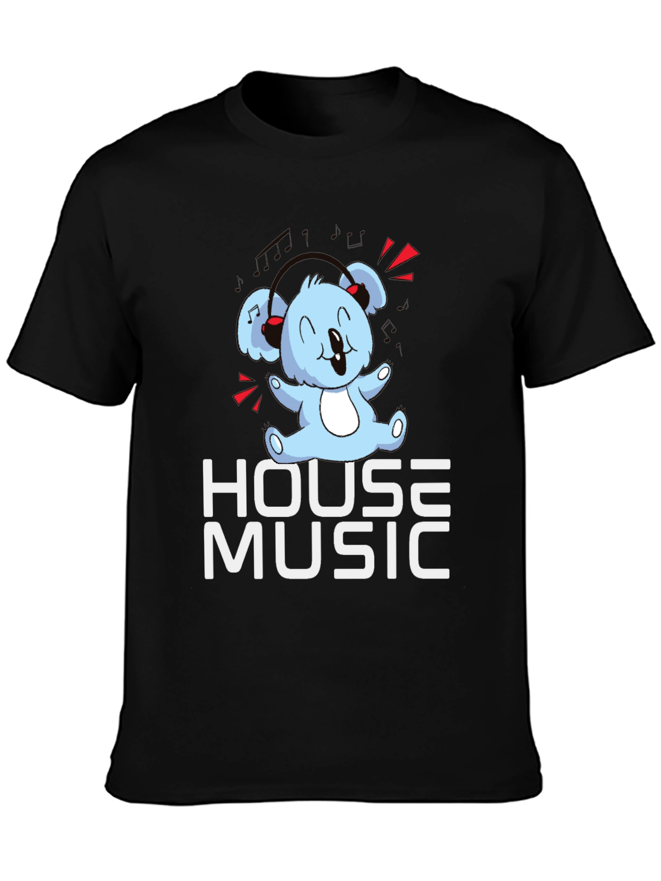 House Music Koala Bear T-Shirt - Black Graphic Tee