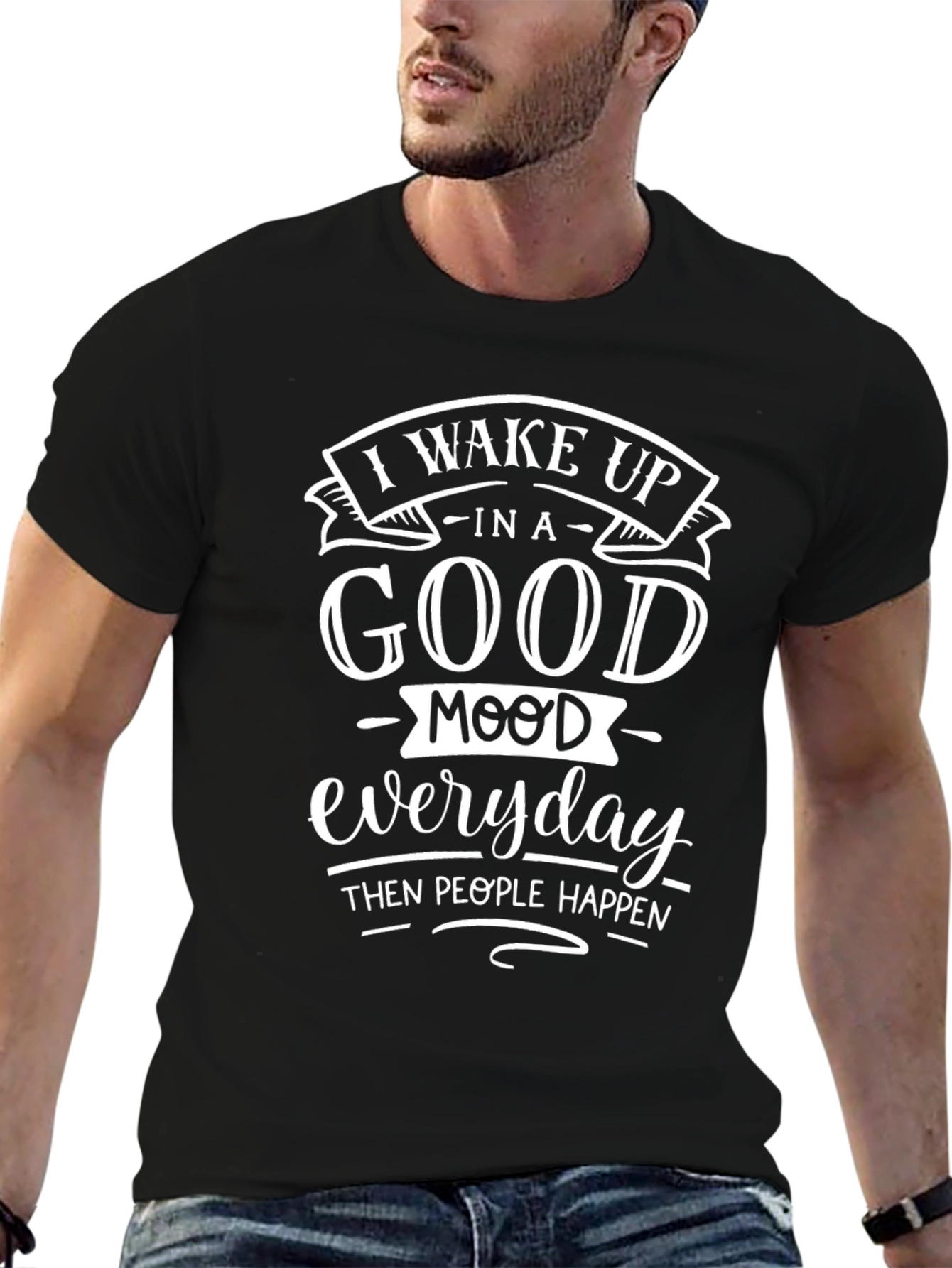 Funny Good Mood Black Graphic Tee