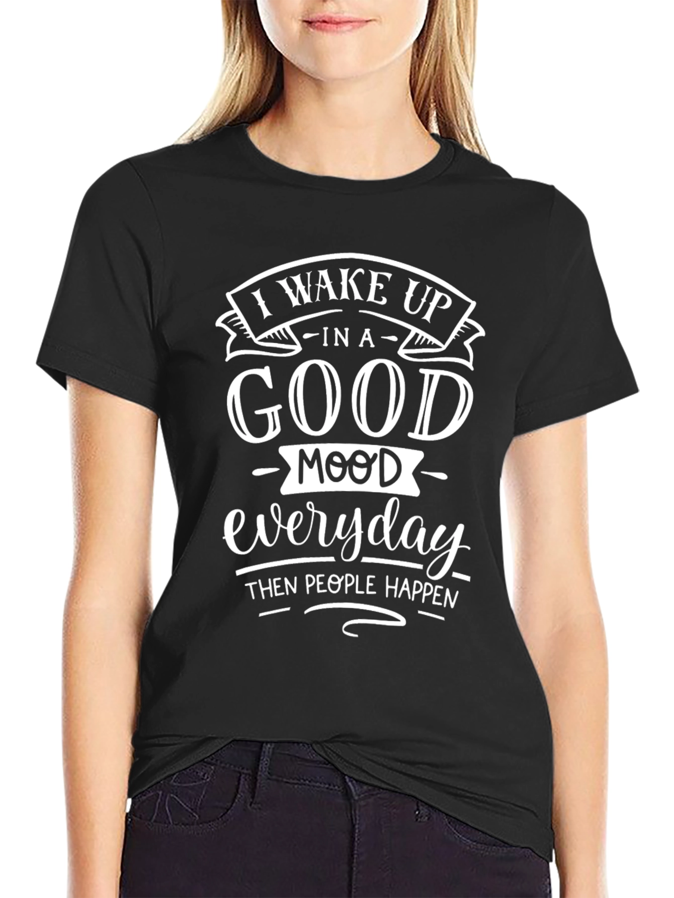 Funny Good Mood Black Graphic Tee