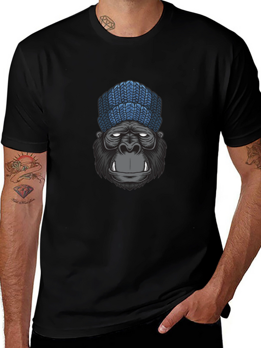 Gorilla Beanie Graphic Tee - Cool & Casual