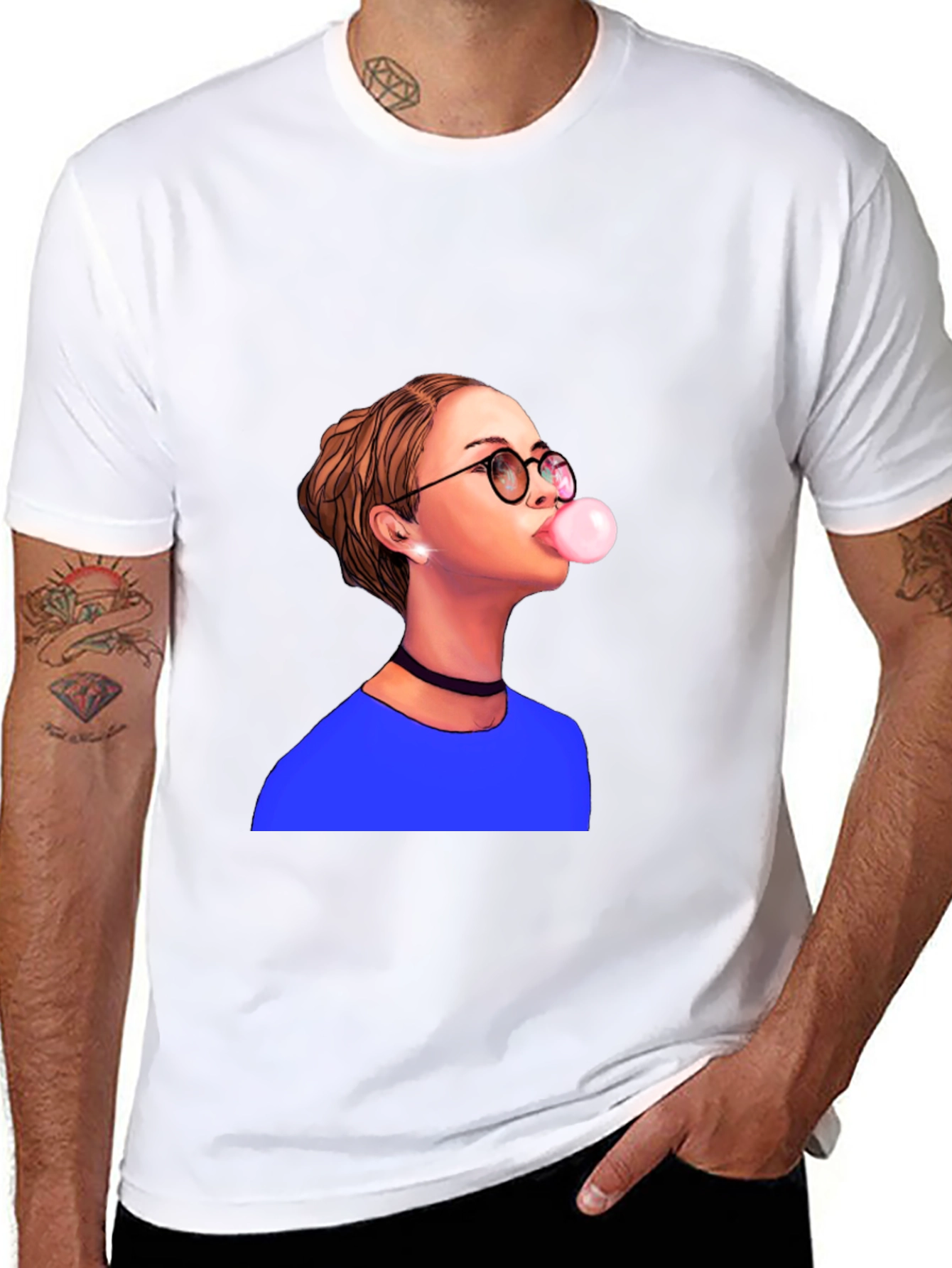 Bubble Gum Girl Graphic T-Shirt - Black