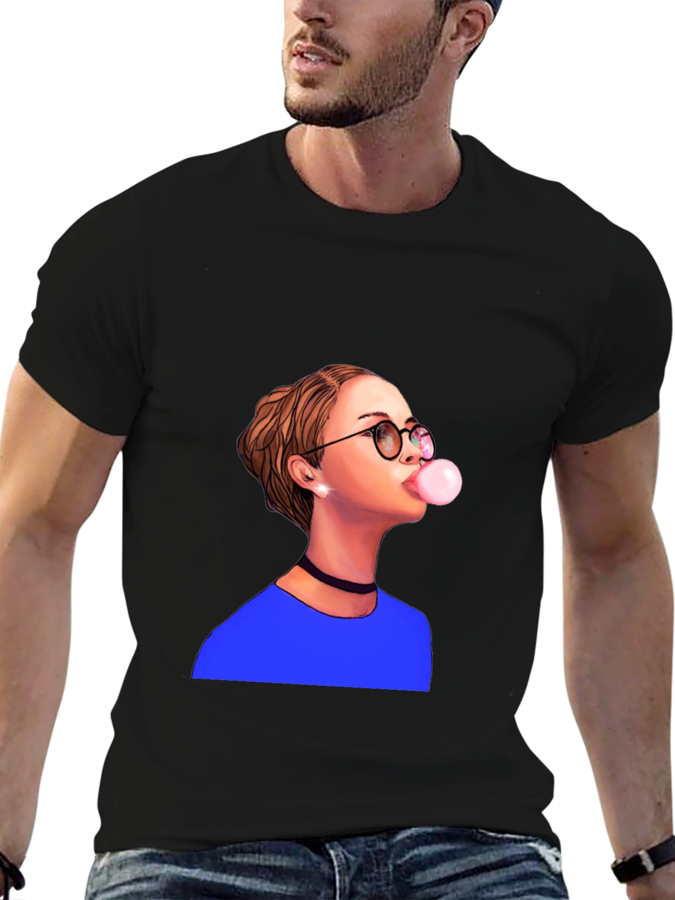 Bubble Gum Girl Graphic T-Shirt - Black