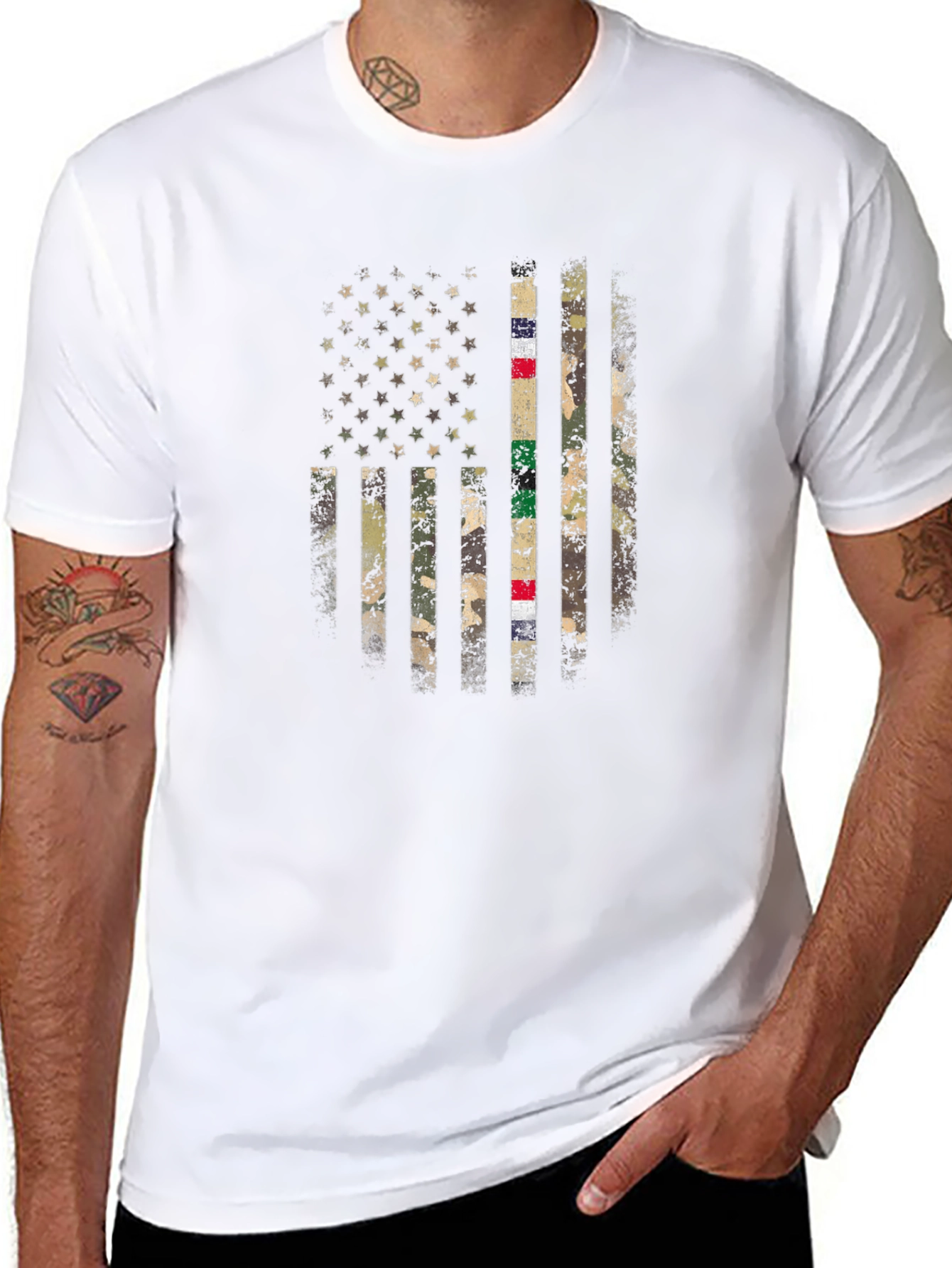 Camo American Flag Graphic T-Shirt