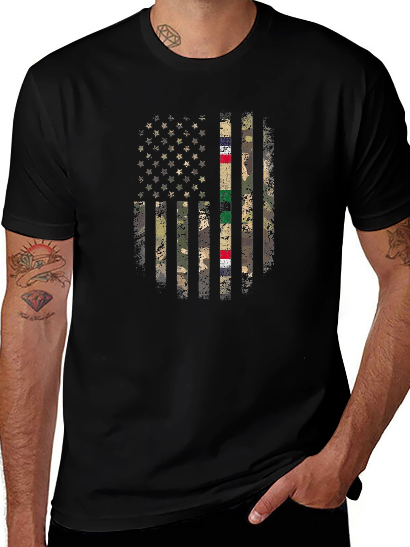 Camo American Flag Graphic T-Shirt