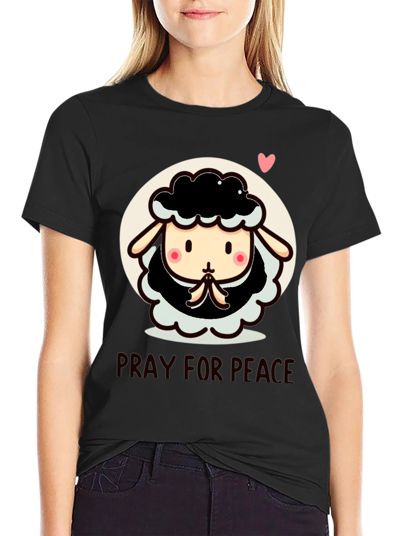 Pray for Peace Cartoon Sheep T-Shirt
