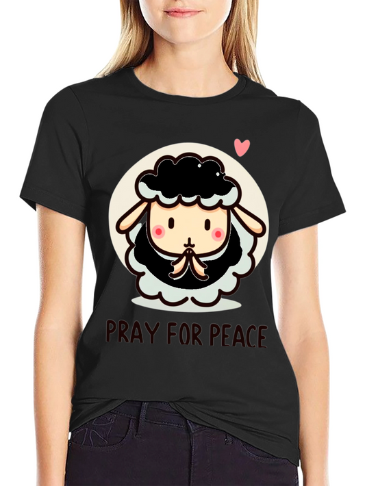 Pray for Peace Cartoon Sheep T-Shirt
