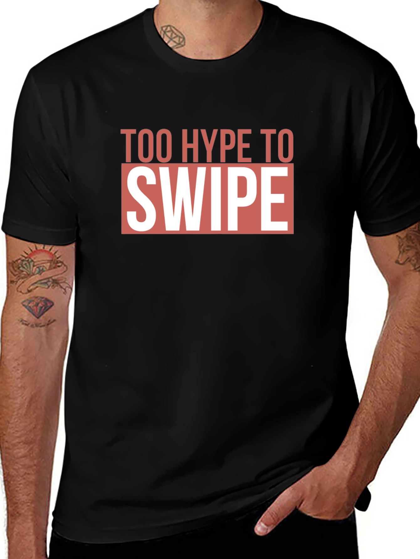 Too Hype To Swipe Graphic Tee - Black