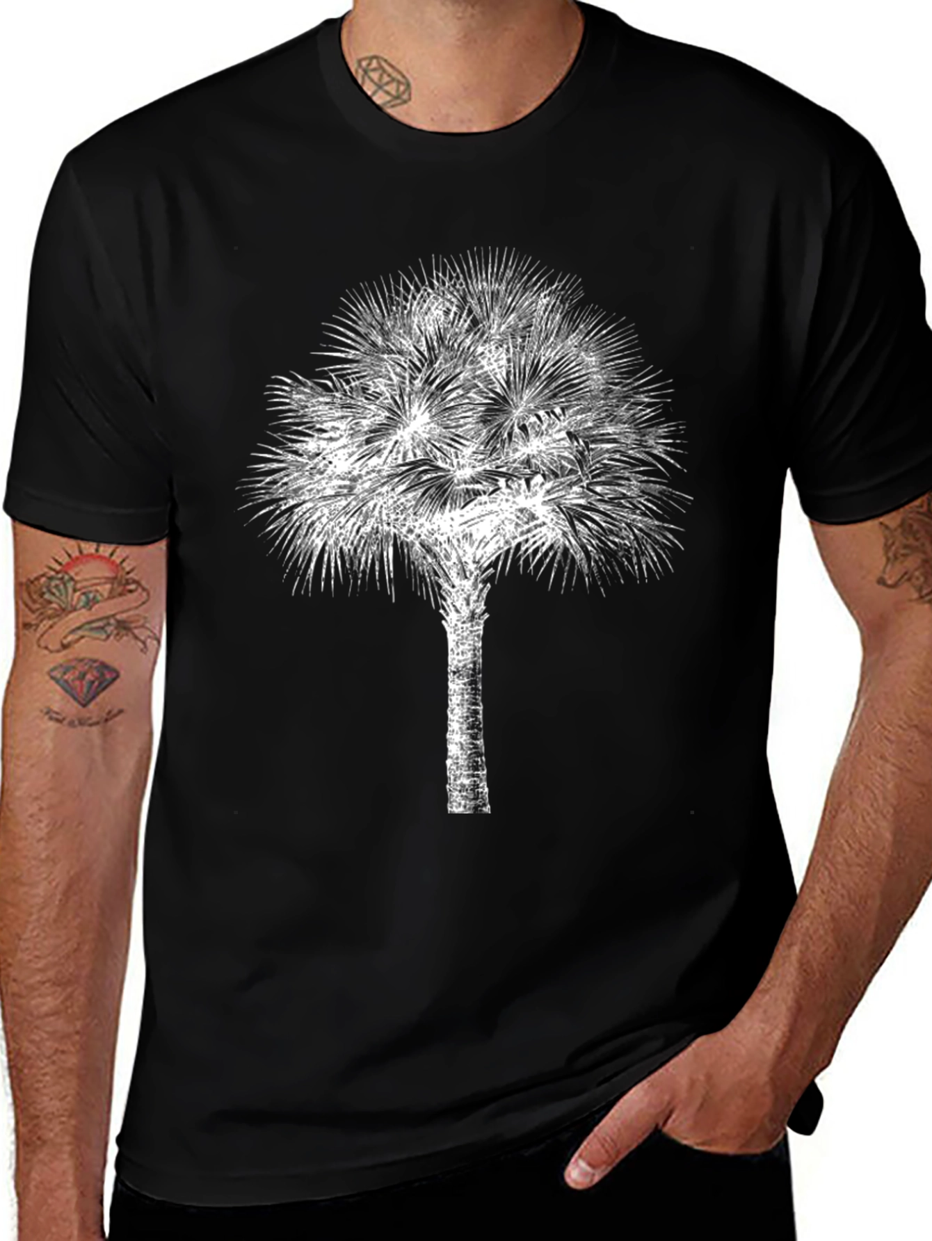 Palm Tree Graphic Black T-Shirt