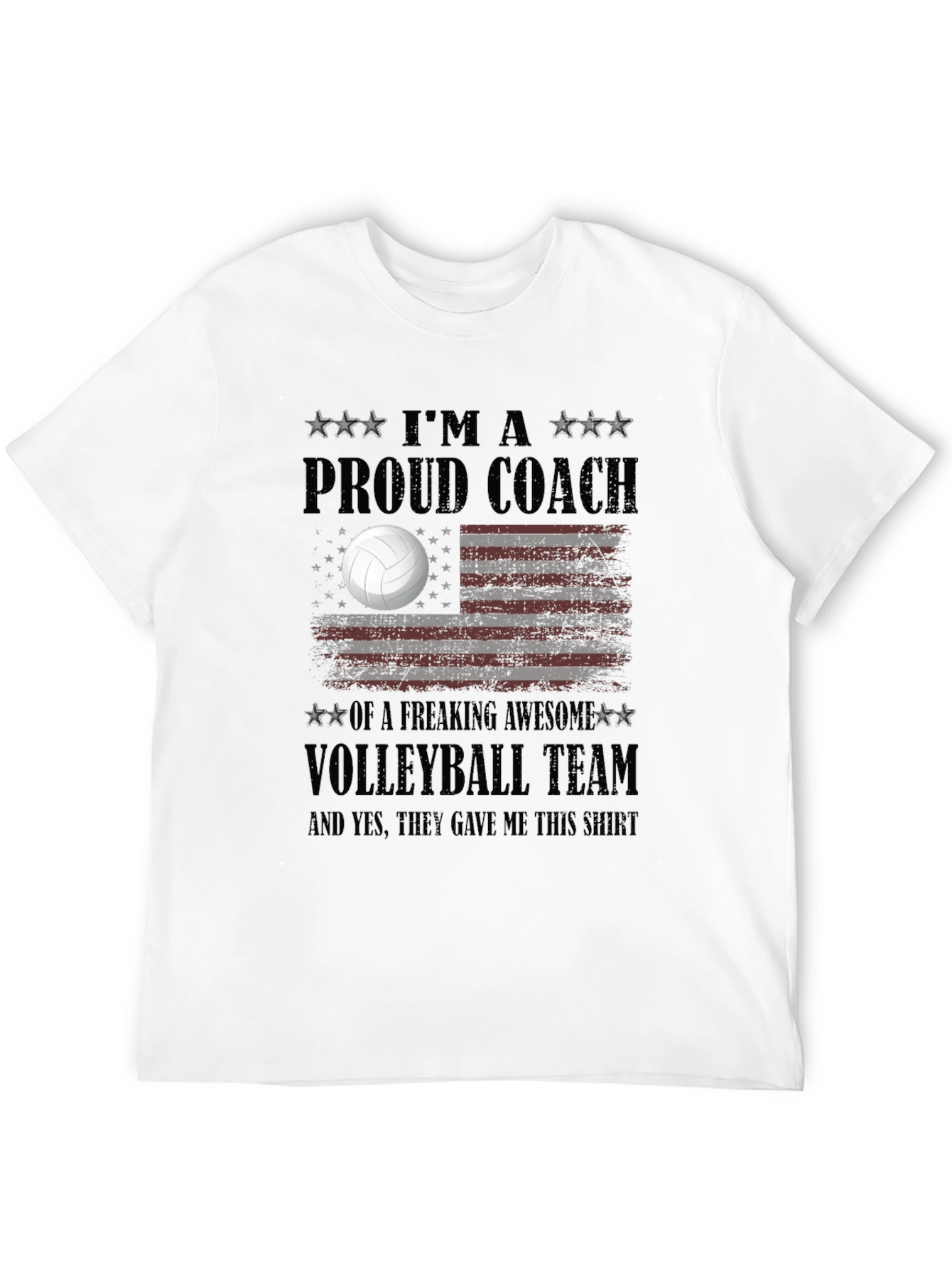 Proud Volleyball Coach T-Shirt - USA Flag Design