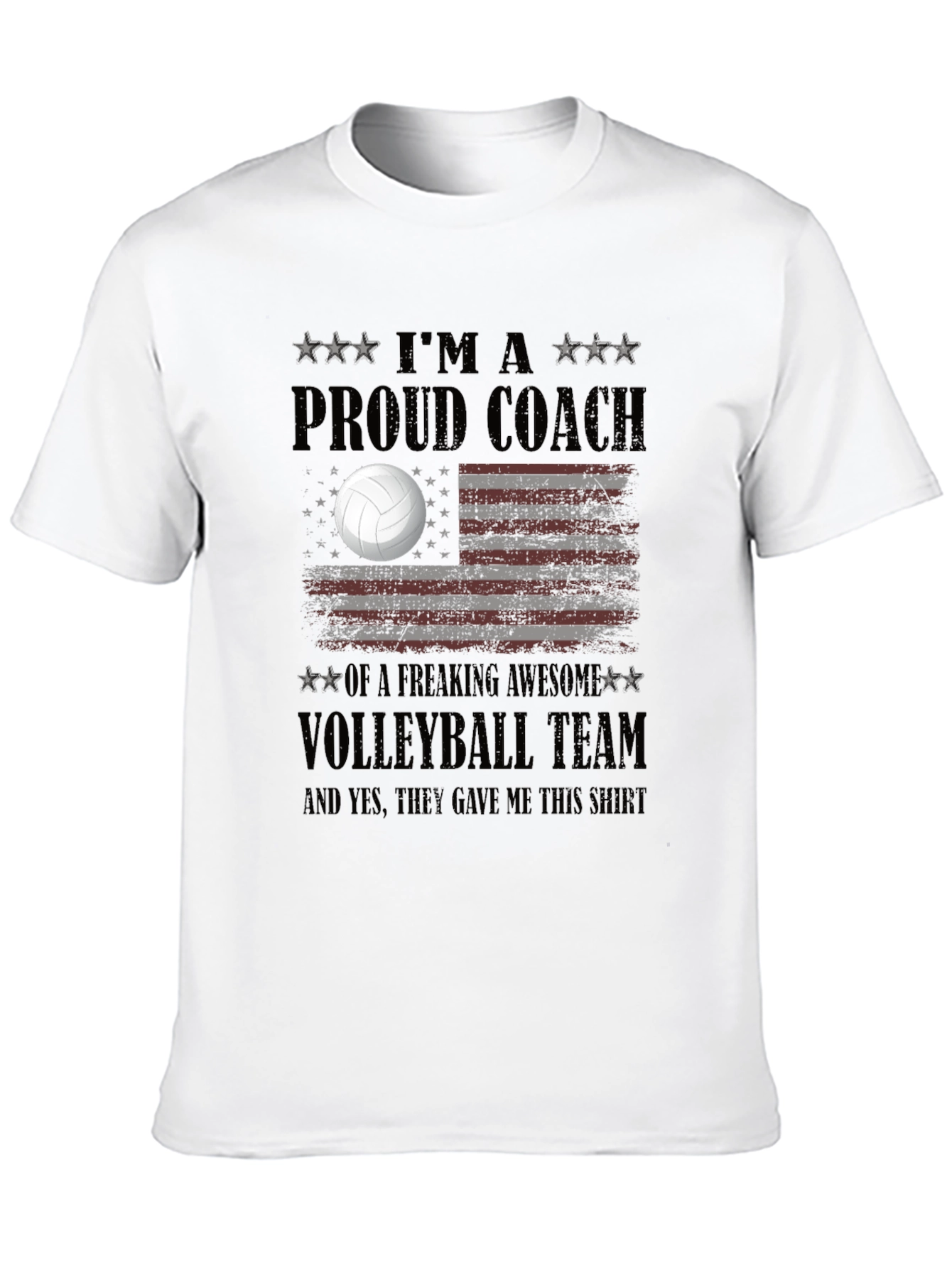 Proud Volleyball Coach T-Shirt - USA Flag Design
