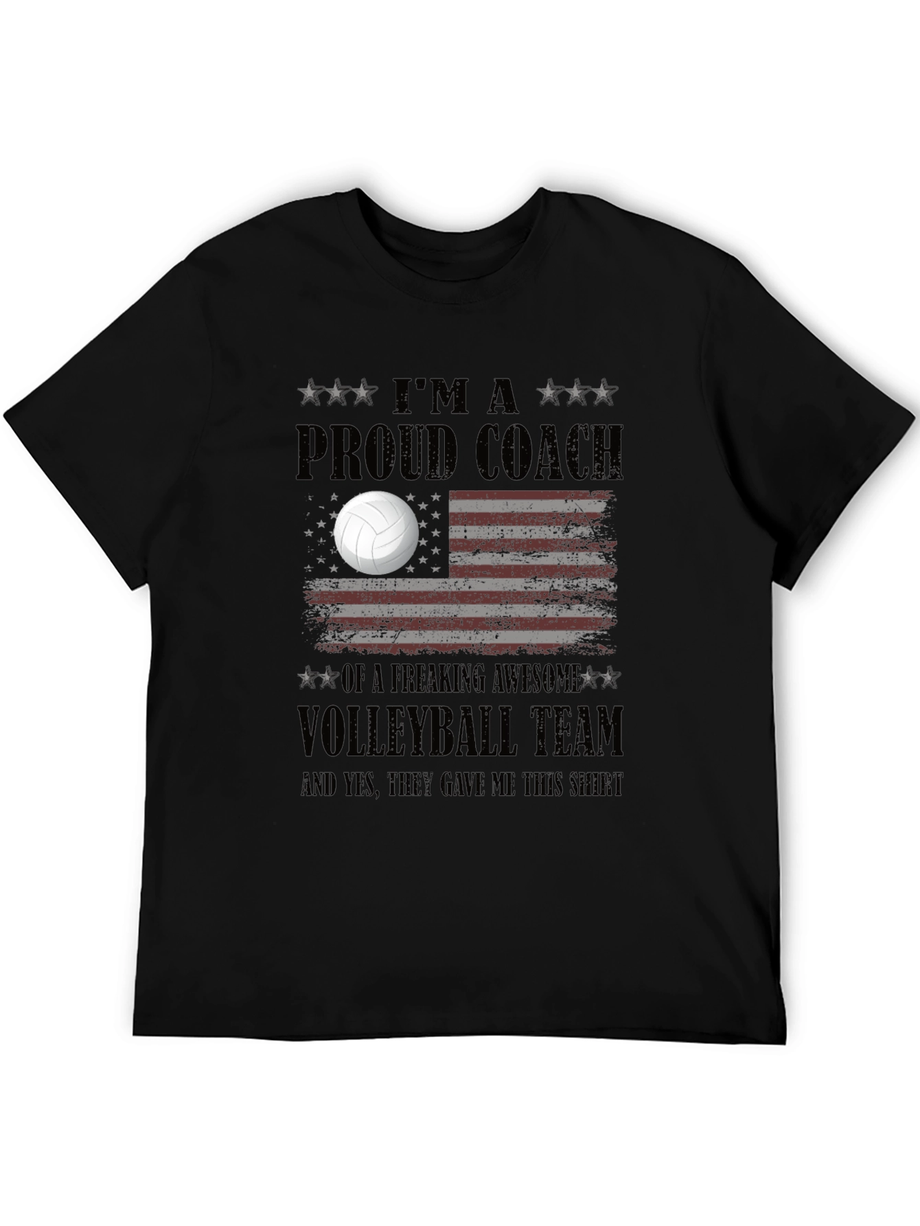 Proud Volleyball Coach T-Shirt - USA Flag Design