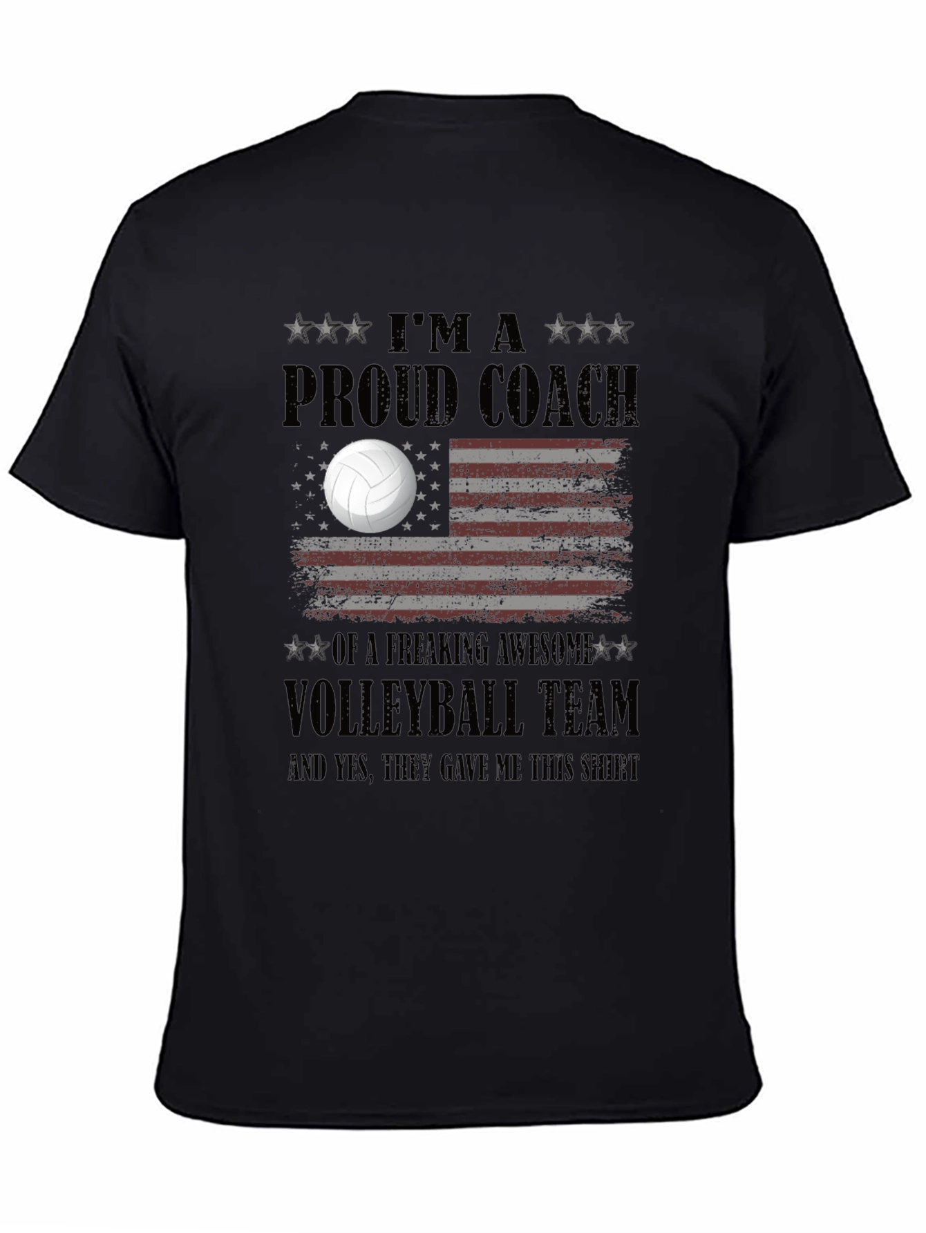 Proud Volleyball Coach T-Shirt - USA Flag Design