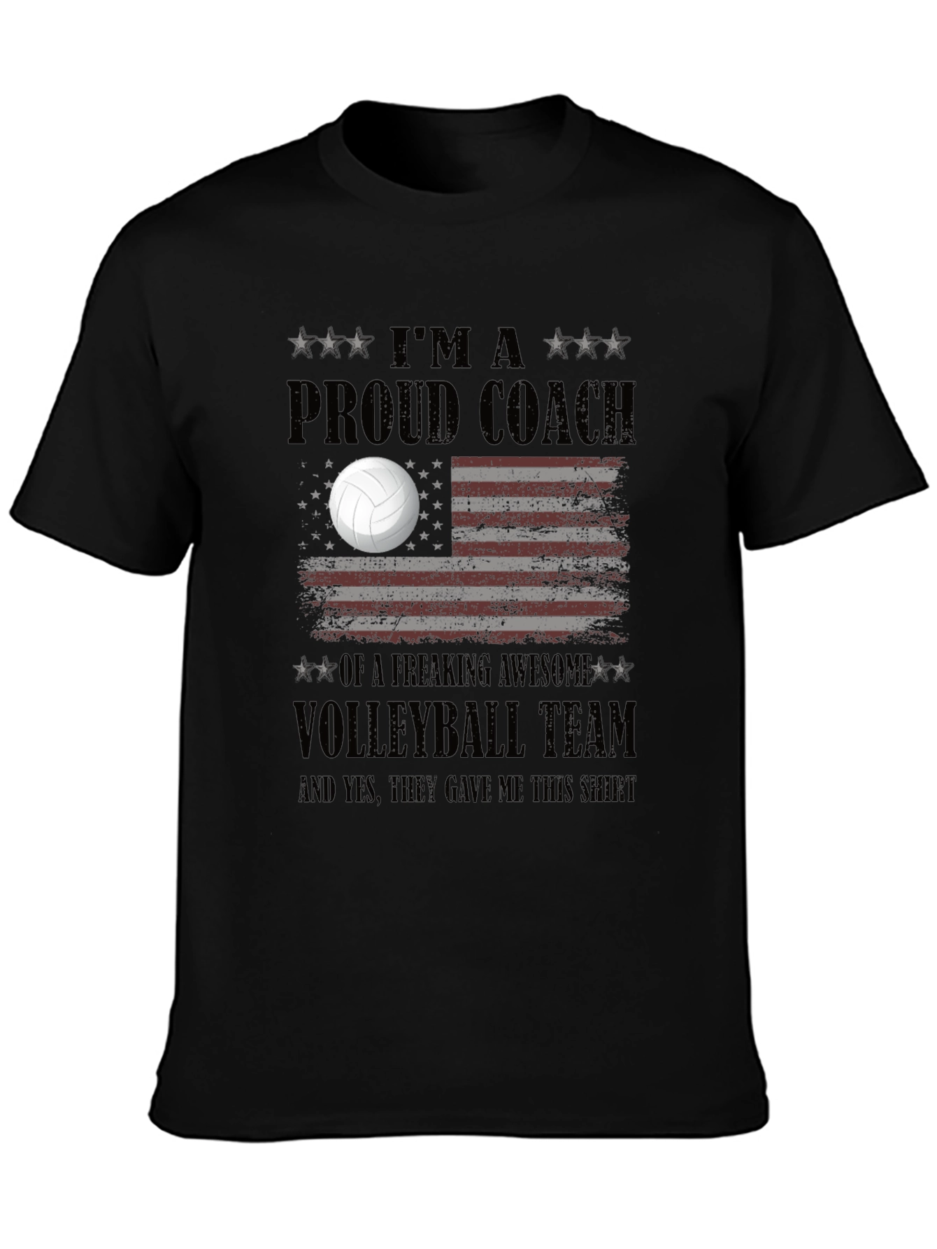 Proud Volleyball Coach T-Shirt - USA Flag Design