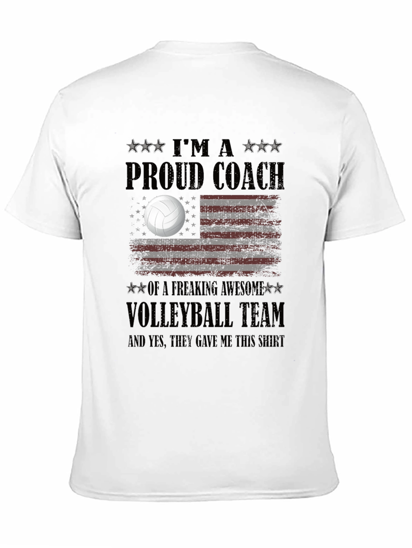 Proud Volleyball Coach T-Shirt - USA Flag Design