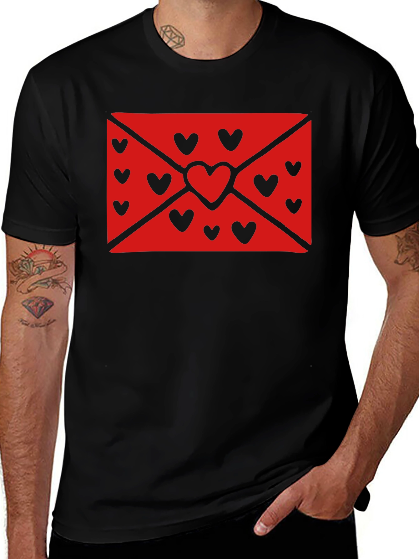 Love Letter Heart Graphic Black T-Shirt
