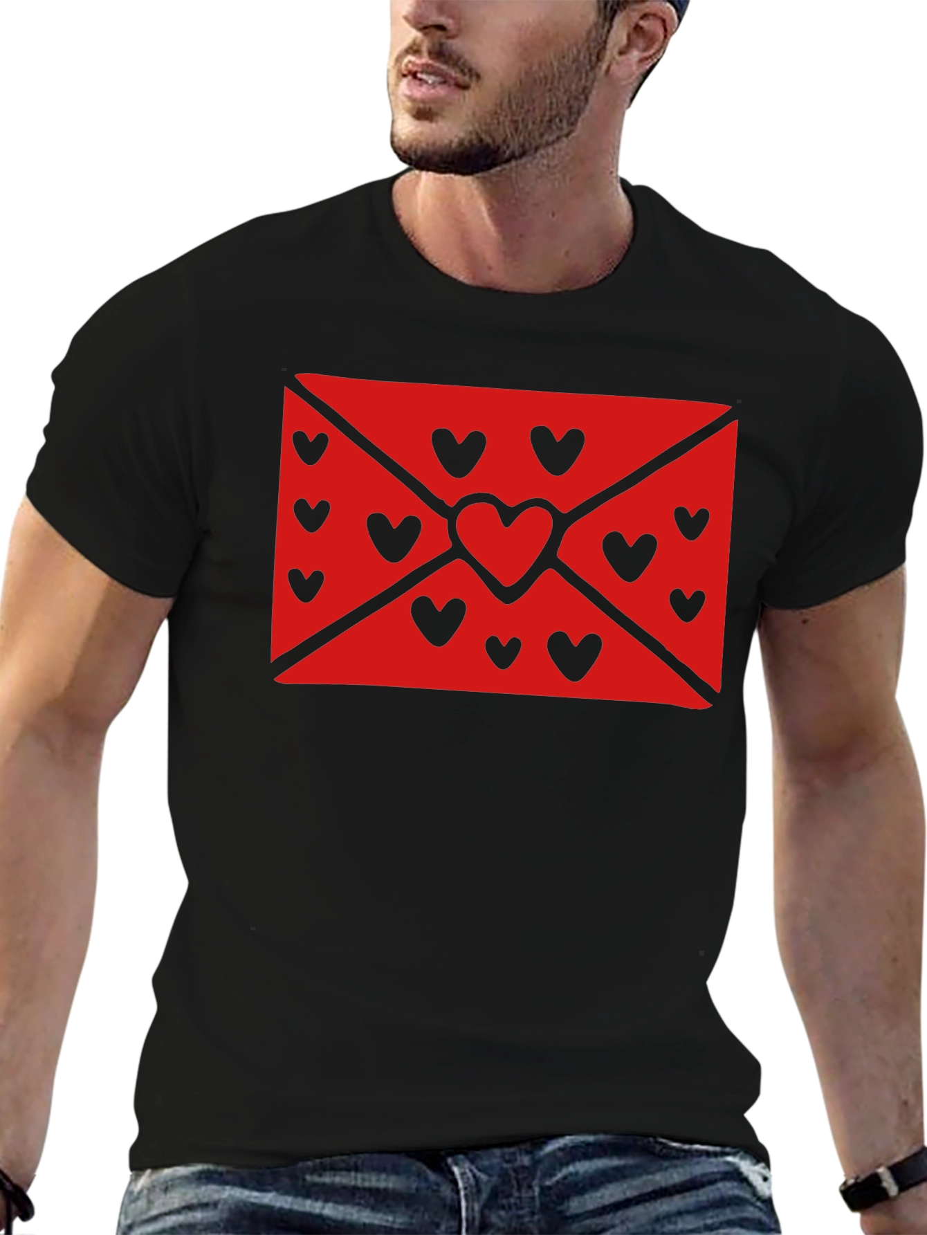 Love Letter Heart Graphic Black T-Shirt