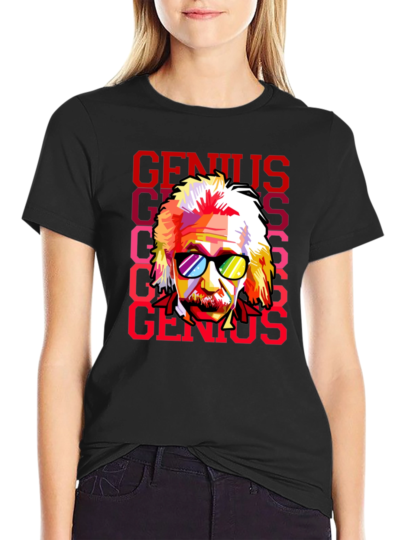 Genius Einstein Pop Art Graphic Tee - Black