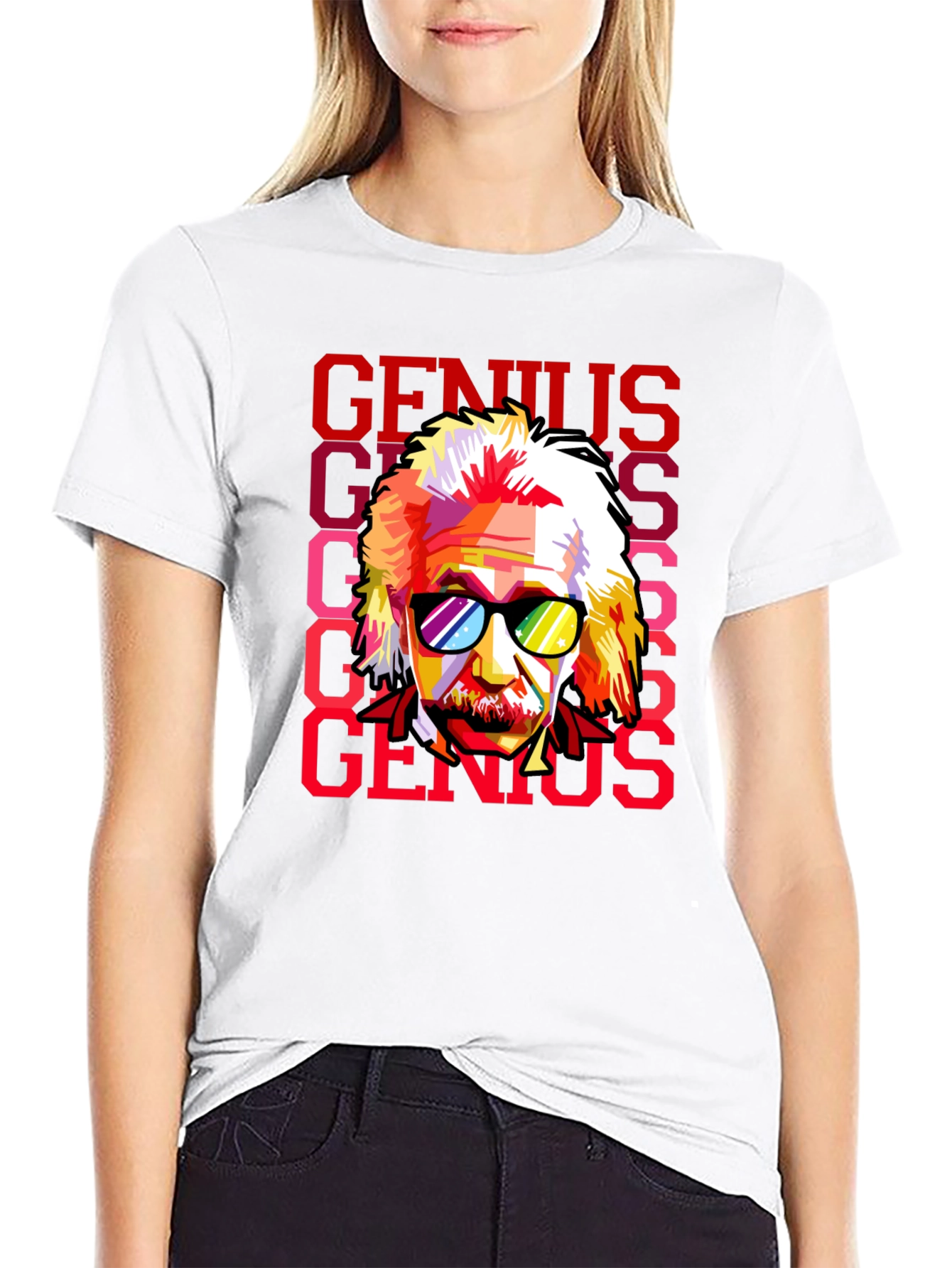 Genius Einstein Pop Art Graphic Tee - Black