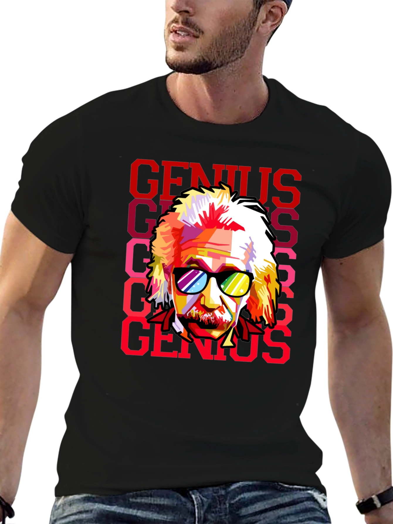 Genius Einstein Pop Art Graphic Tee - Black