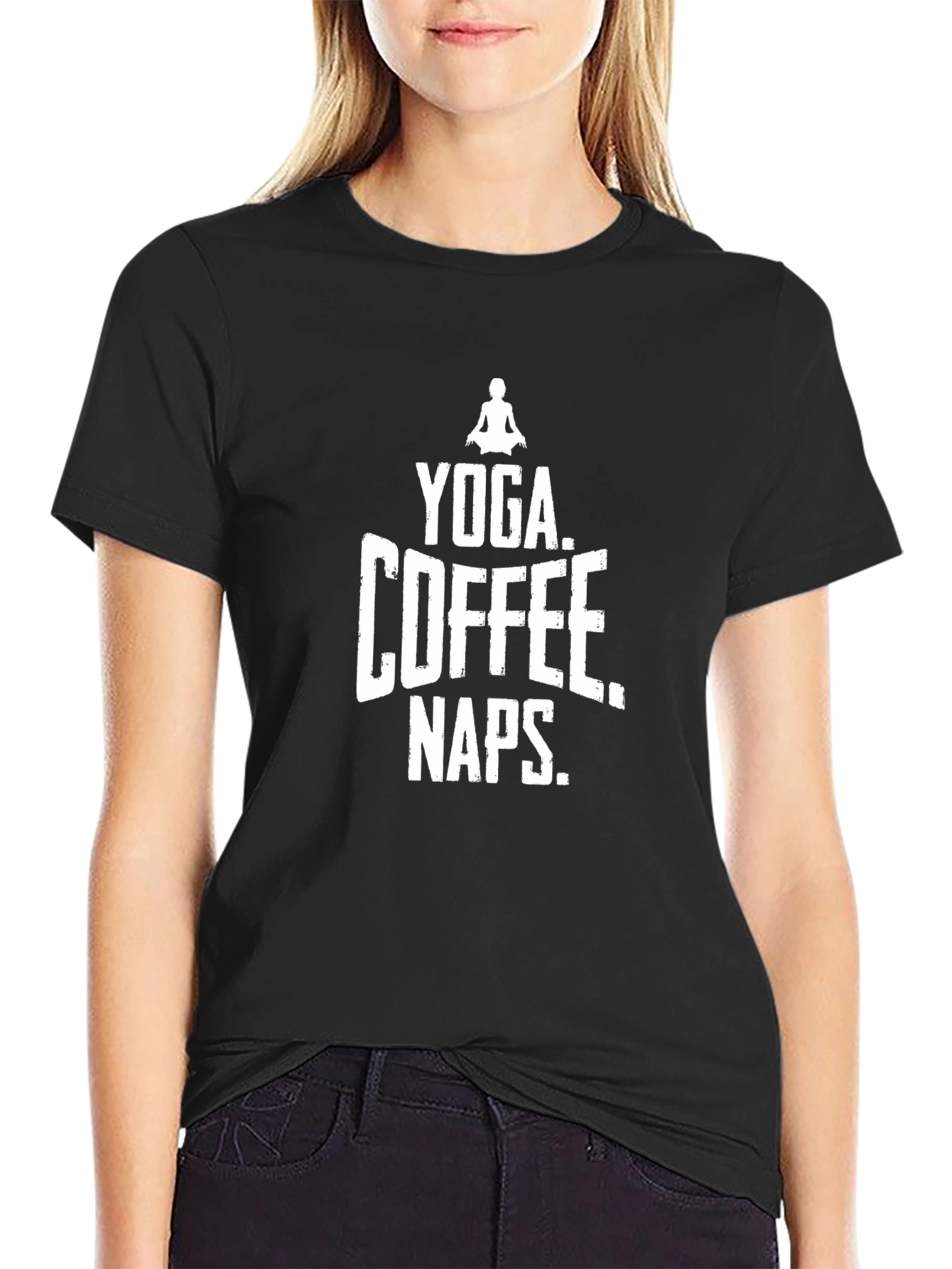 Yoga Coffee Naps Graphic Tee - Black