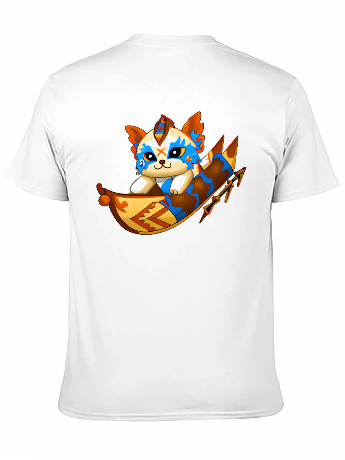 Cartoon Cat Rafting Black T-Shirt