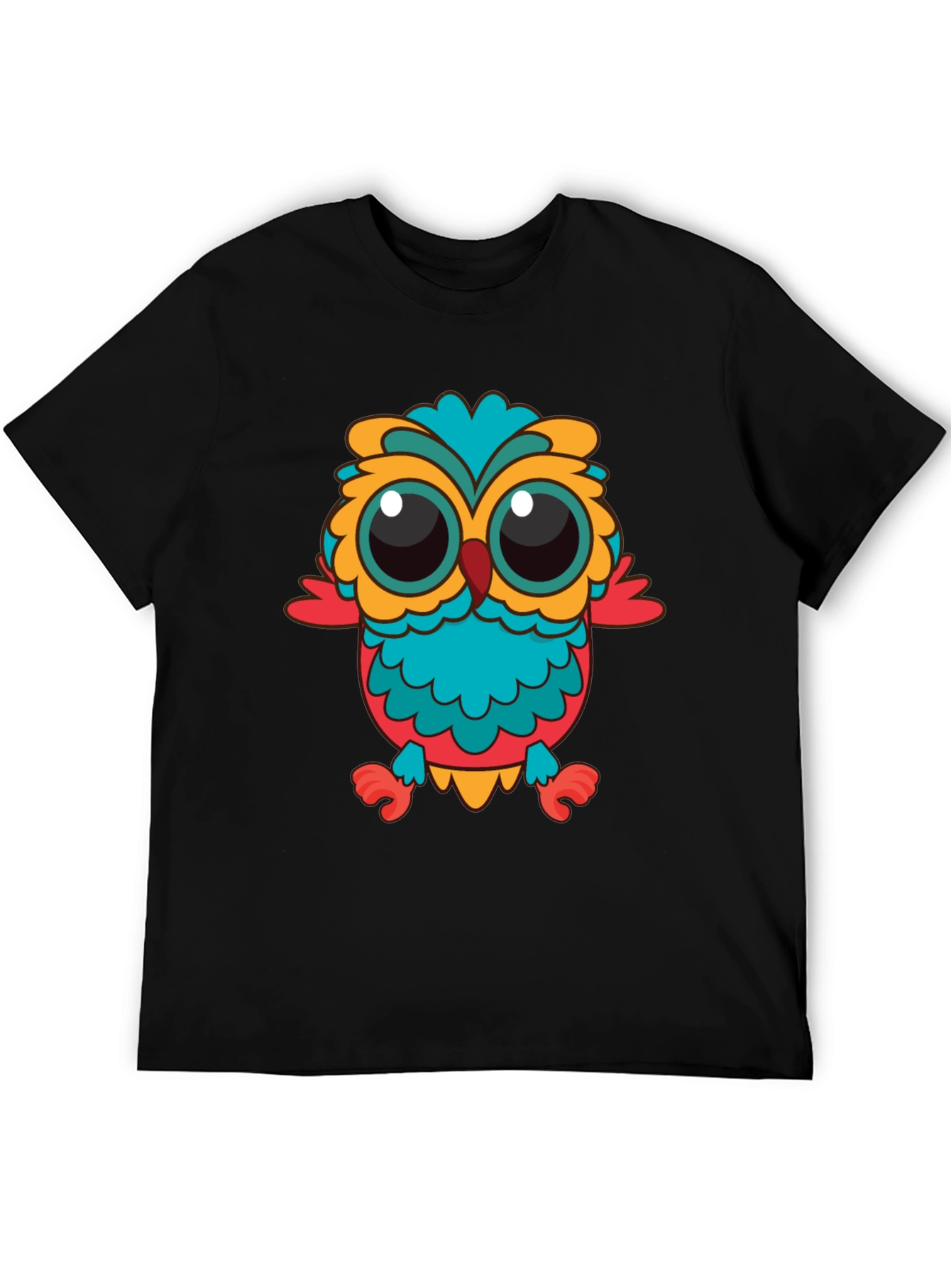 Owl Graphic T-Shirt - Black Crew Neck Tee