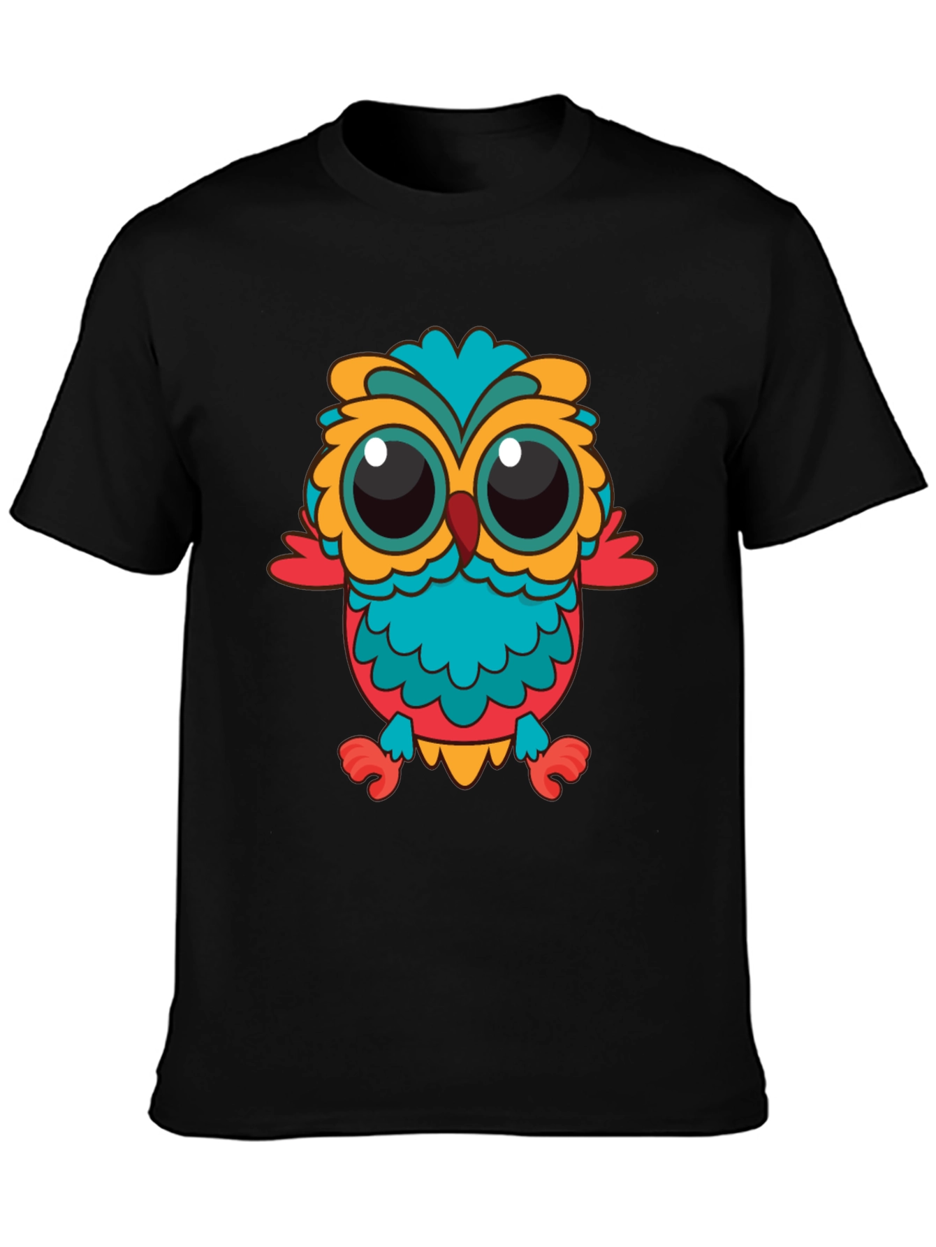 Owl Graphic T-Shirt - Black Crew Neck Tee