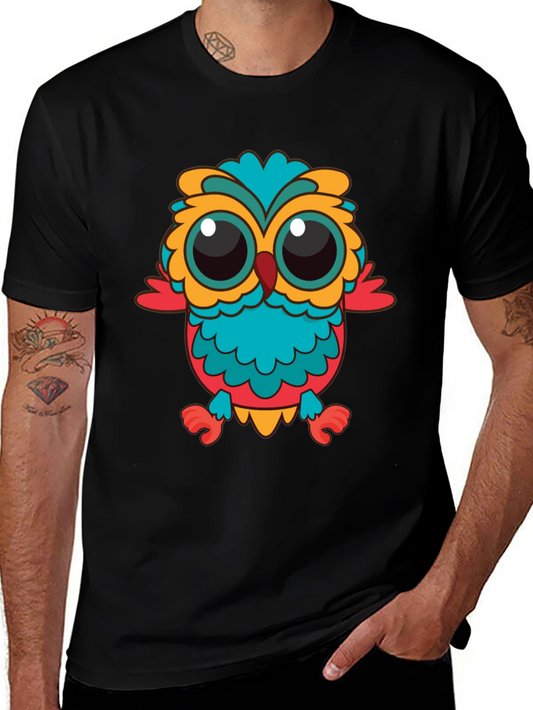 Owl Graphic T-Shirt - Black Crew Neck Tee