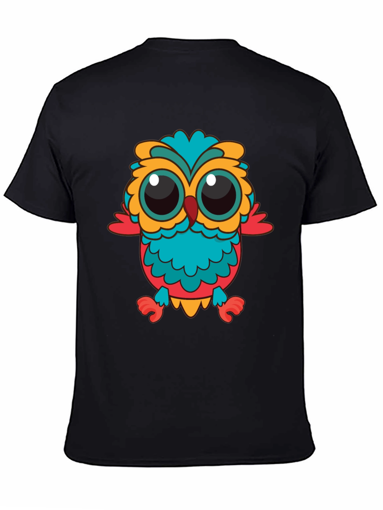 Owl Graphic T-Shirt - Black Crew Neck Tee