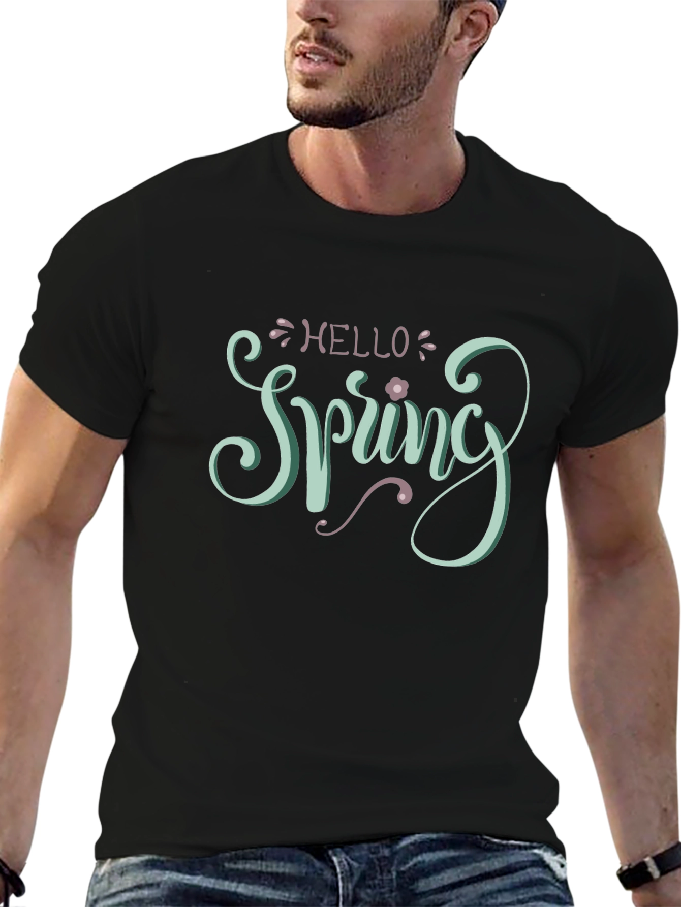 Hello Spring Graphic Tee - Black