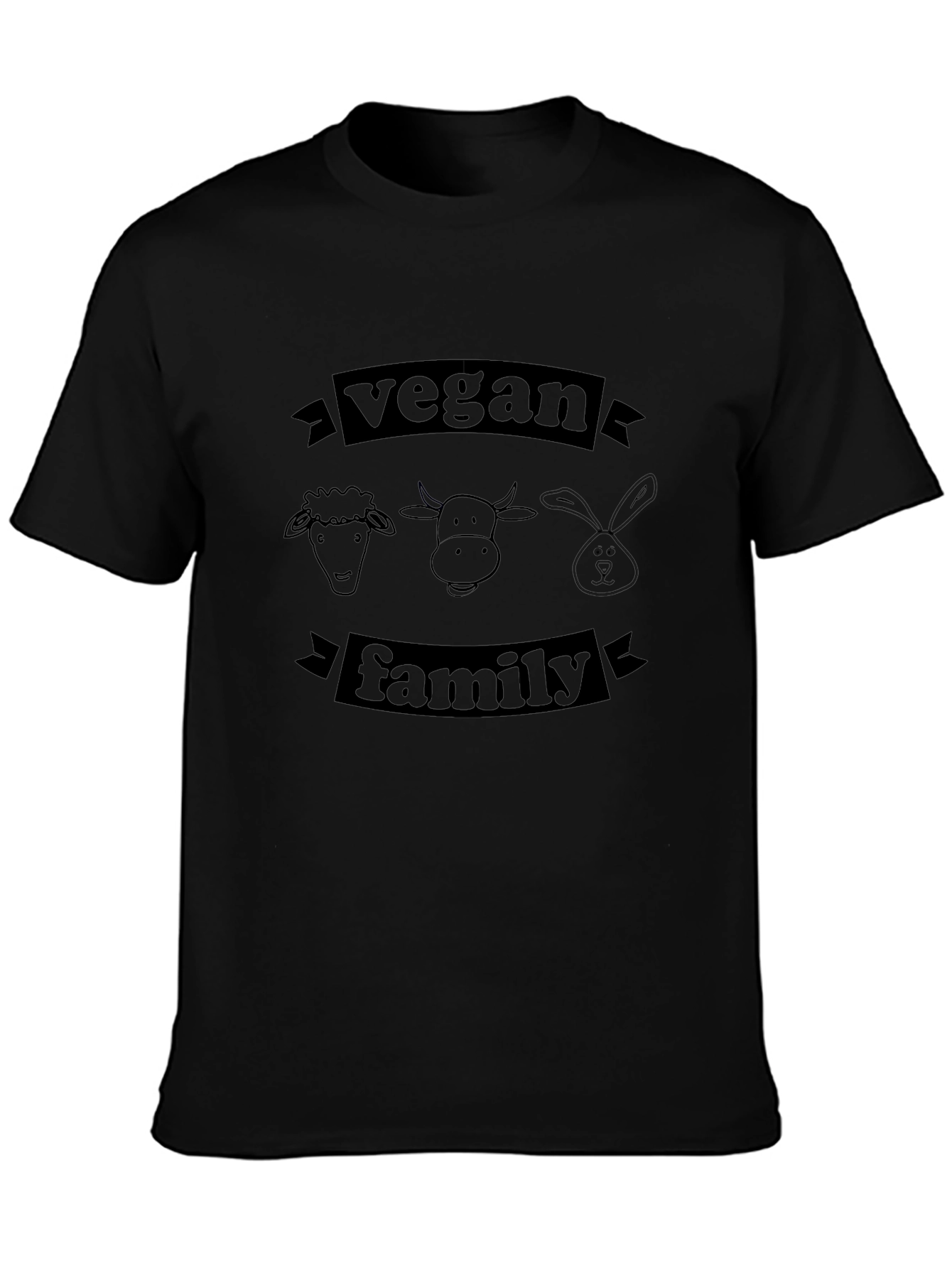 Vegan Family Graphic Tee - Unisex Black T-Shirt