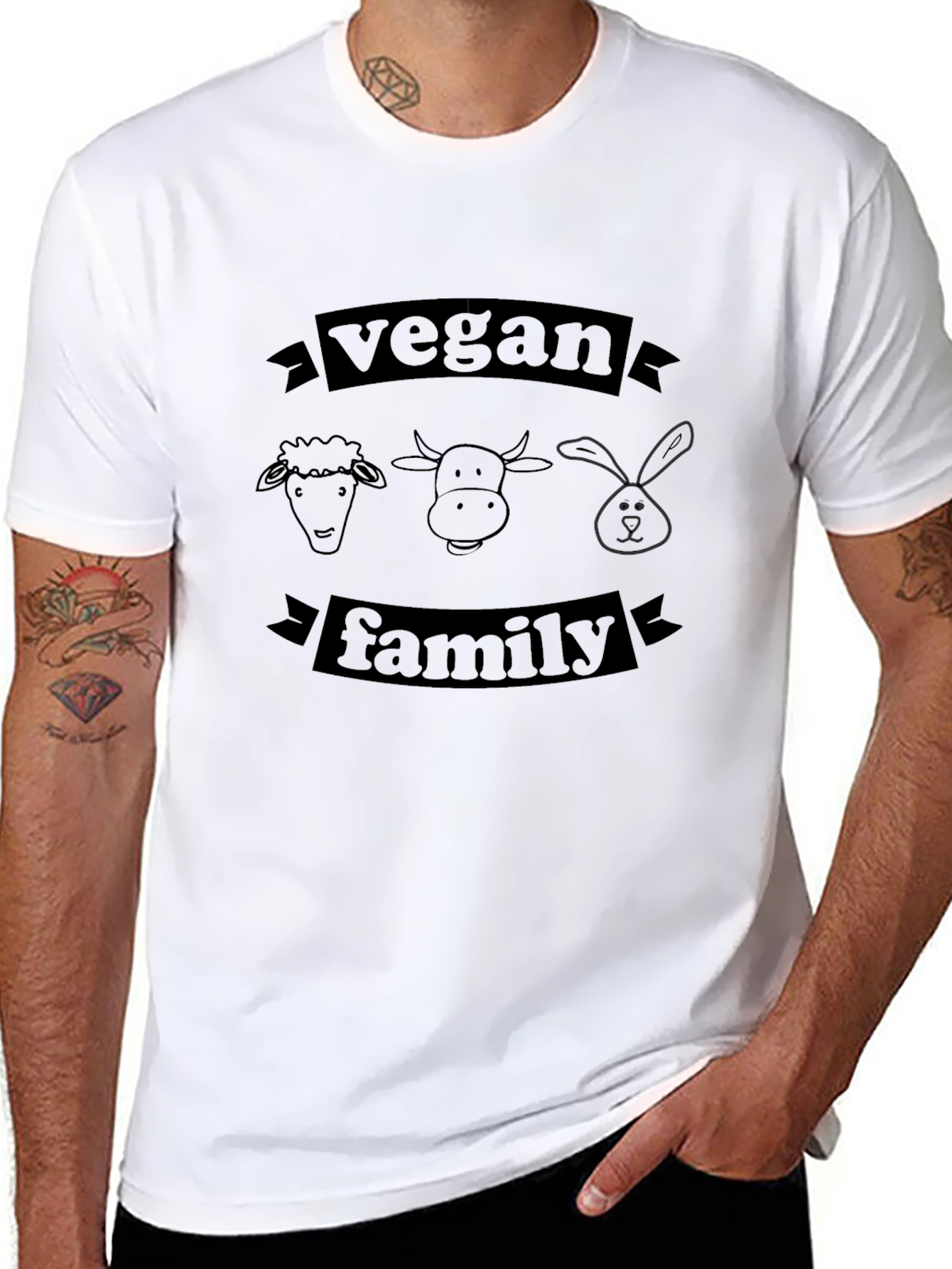Vegan Family Graphic Tee - Unisex Black T-Shirt