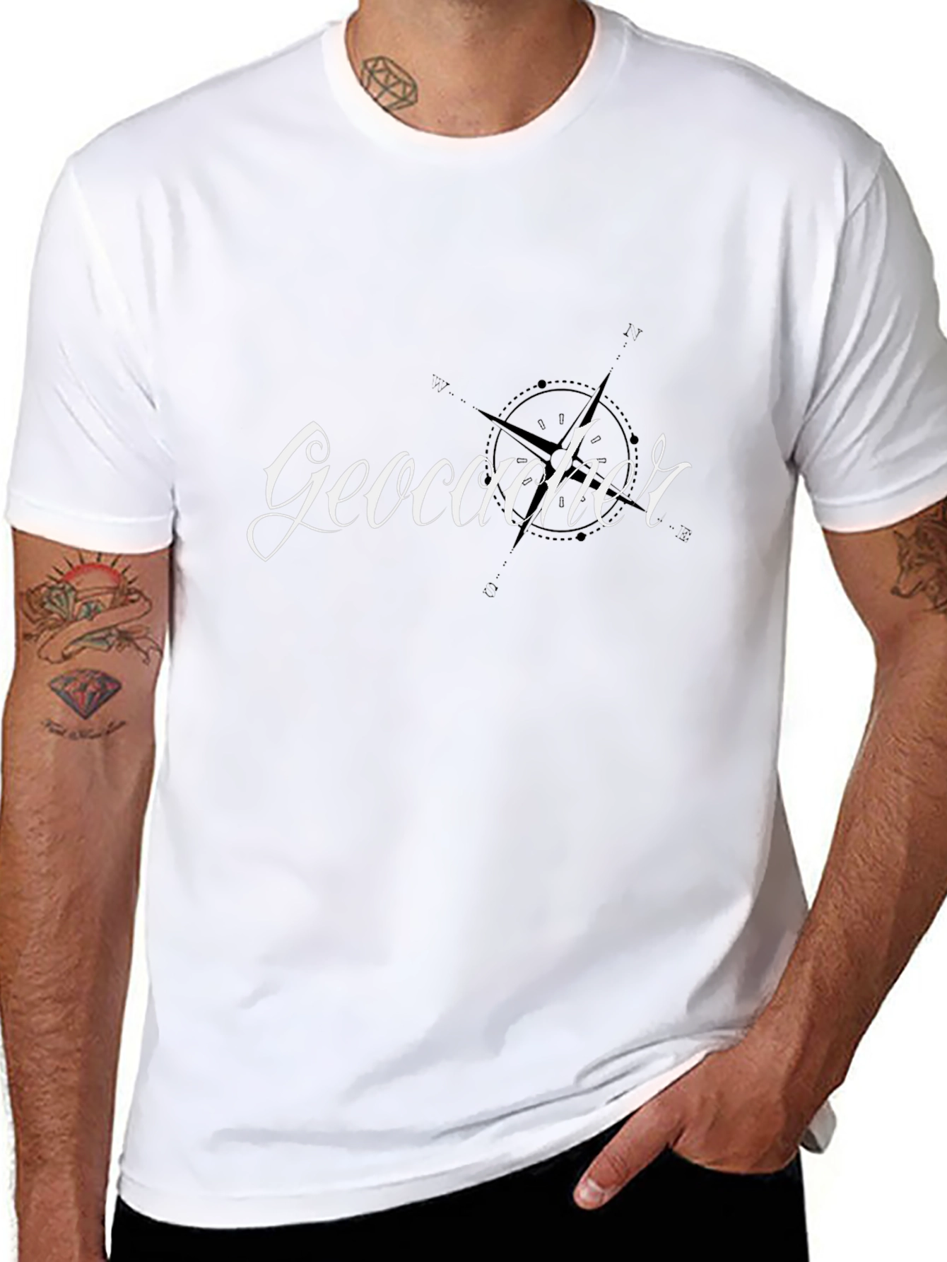 Geocacher Compass Black T-Shirt