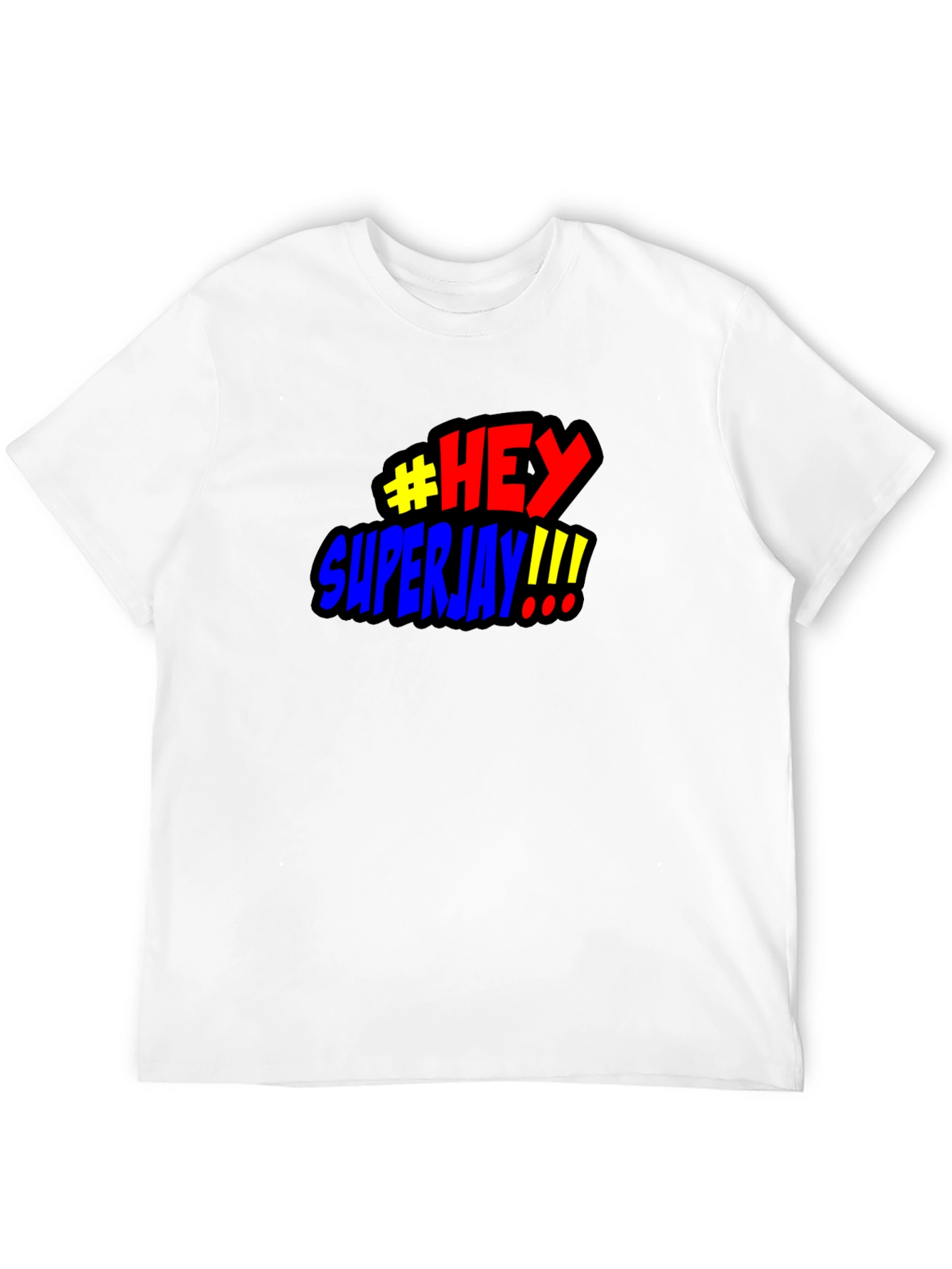 #HEY Superjay!!! Mens Black Graphic T-Shirt